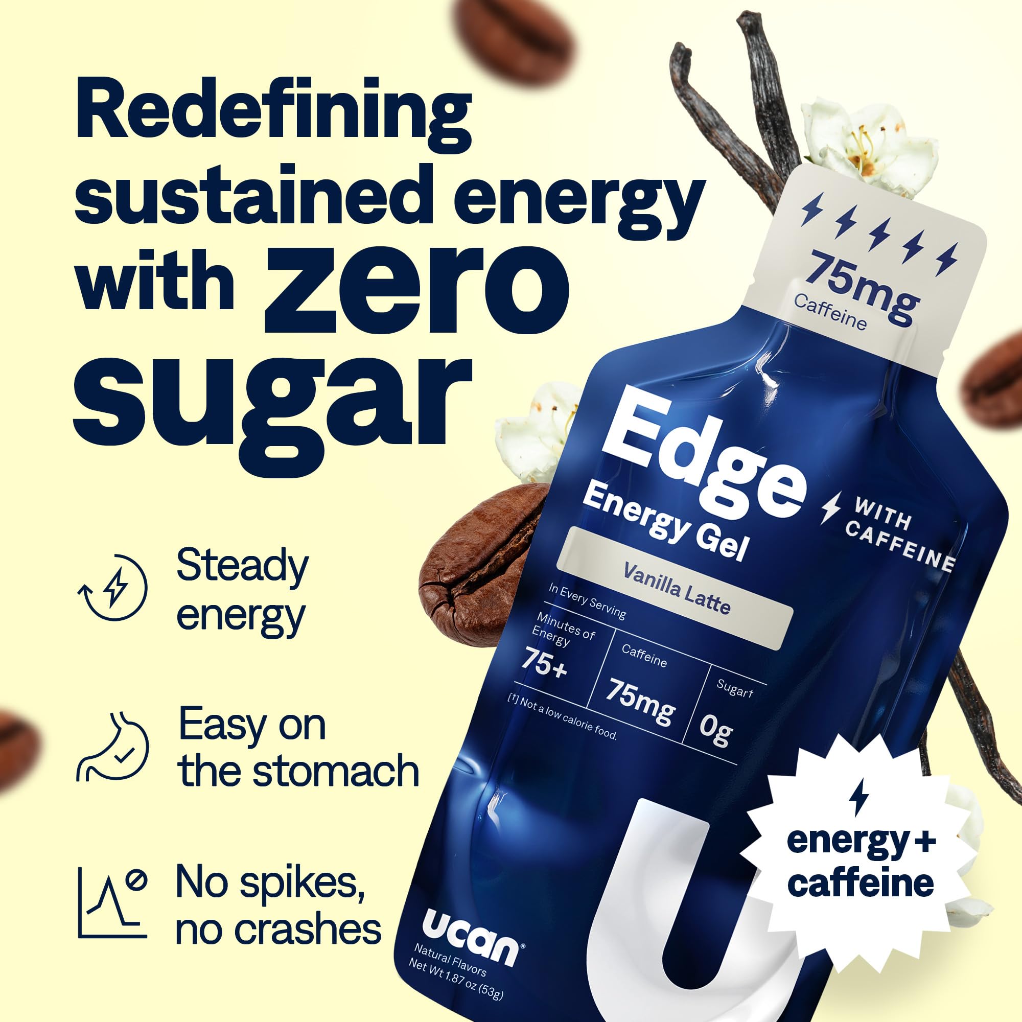 Amazon.com: UCAN Edge Energy Gel Shots, Vanilla Latte + Caffeine