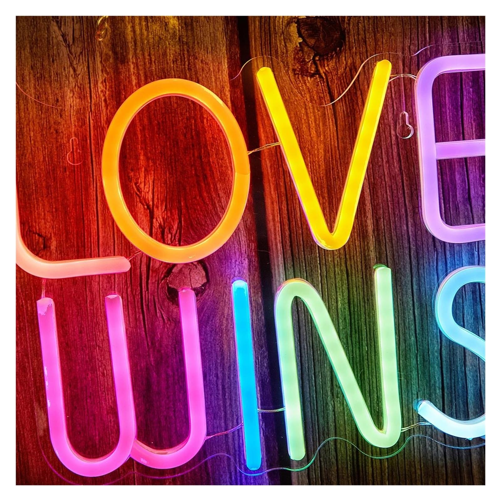 Luz de Diseño de Digital Letrero De Neón LED LOVE WINS, Luz Nocturna Alimentada Por USB Para Decoración Del Hogar, Fiestas Navideñas, Lámpara De Arte De Pared De 20.6cmx26.7cm