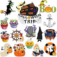 Vista 1 de Kanayu 16 imanes magnéticos para puerta de crucero de Halloween, decoración de puerta magnética de bruja, imanes de esqueleto para nevera