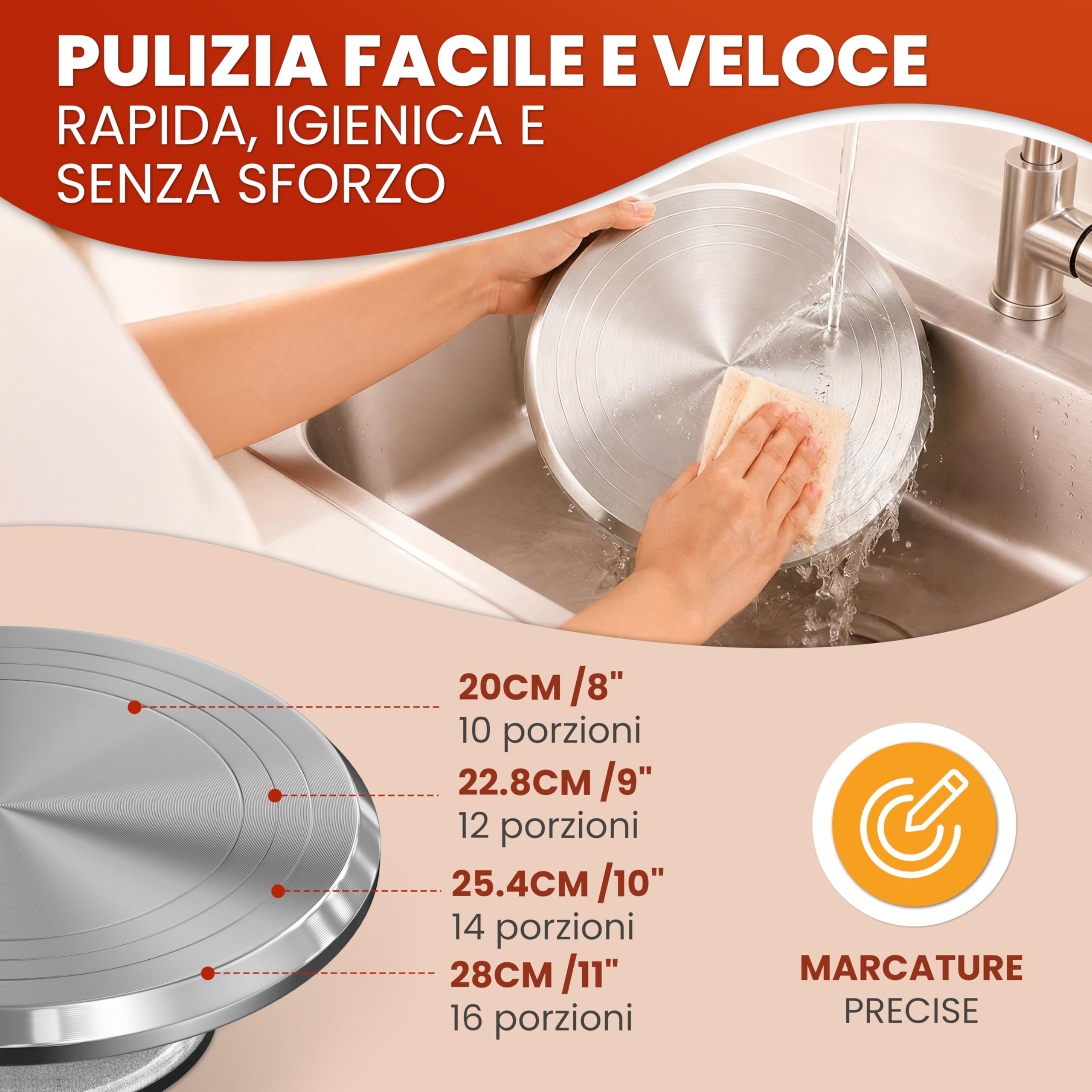 Piatto girevole per torte Set – Giratorta Professionale da 30 cm in alluminio con base antiscivolo incl. 2 palette angolari e 3 spatole da pasticceria in acciaio inossidabile