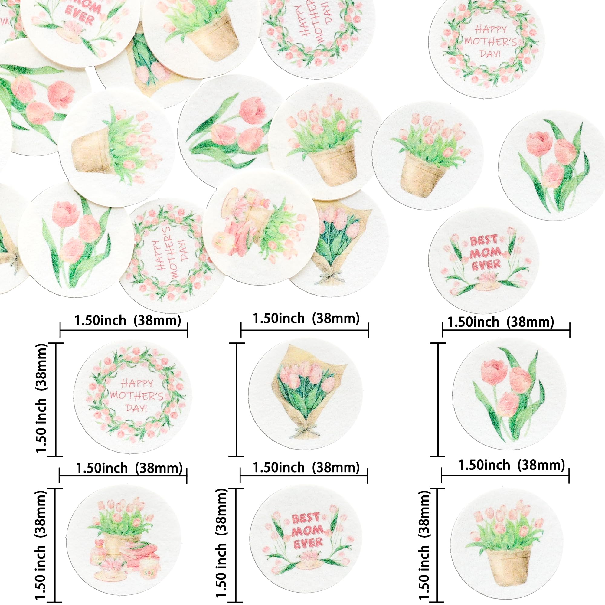 Gyufise 54Pcs Edible Happy Mother's Day Cupcake Toppers Wafer Paper Flower Best Mom Ever Cake Dessert Pick Decorations for Women Birthday Party Supplies Pink