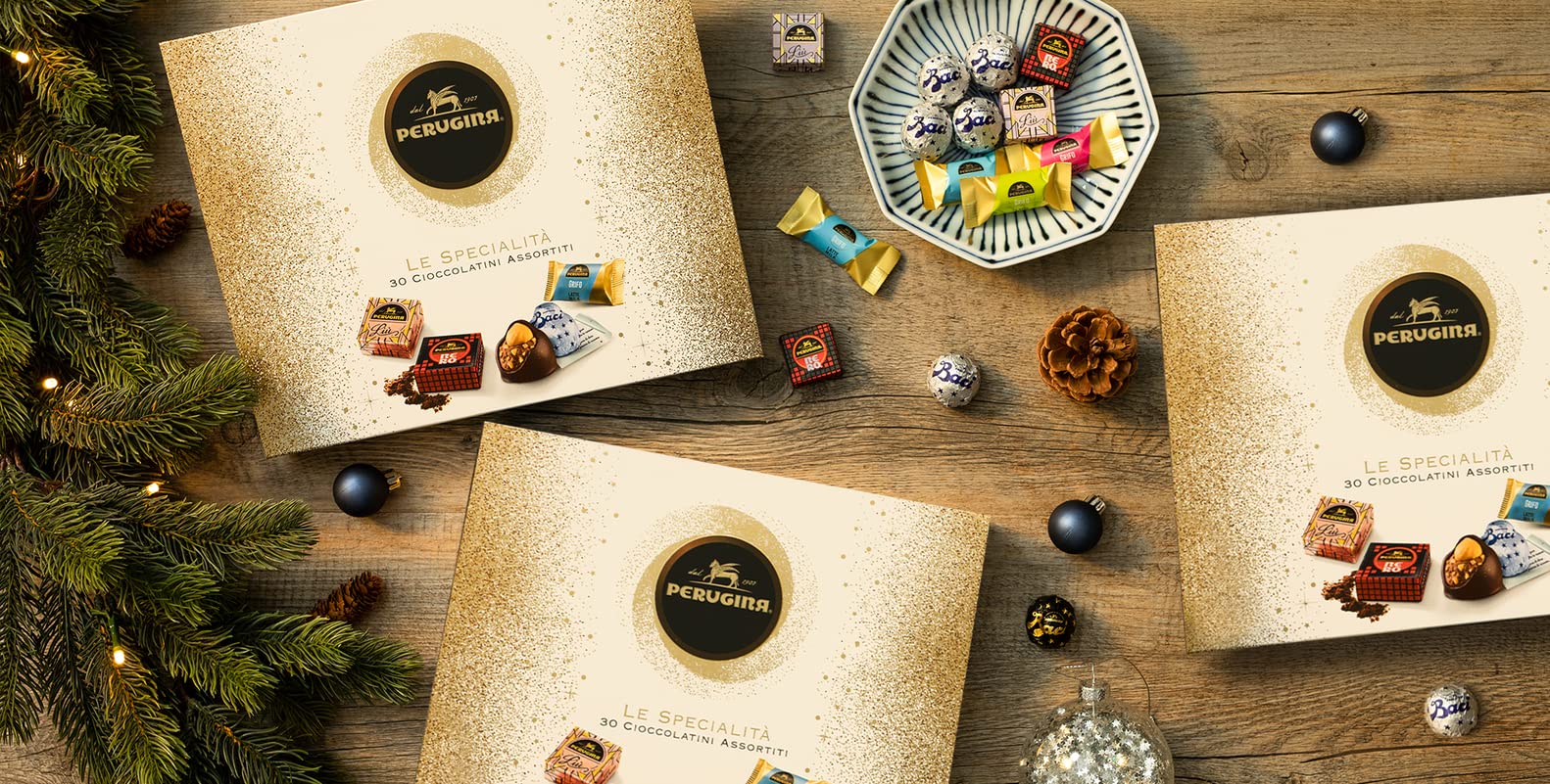 3x Perugina Le Specialità 30 Verschiedene Pralinen mit Milchschokolade und Dunkle Schokolade 295g Geschenkbox
