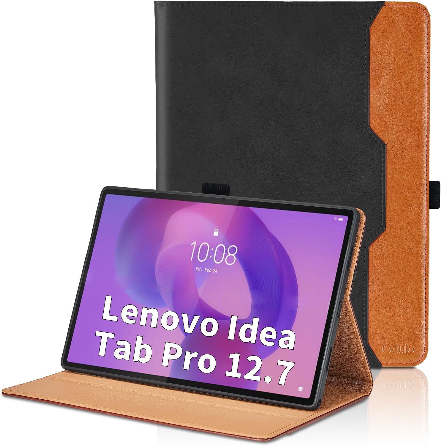 Case for Lenovo Idea Tab Pro 12.7 Inch 2025 / Lenovo Tab P12 Pro (2nd Generation) 12.7 Inch 2025 PU Leather Protective Case with Pocket and Pen Loop Multi-Angle Case Smart Cover with Stand Function Black