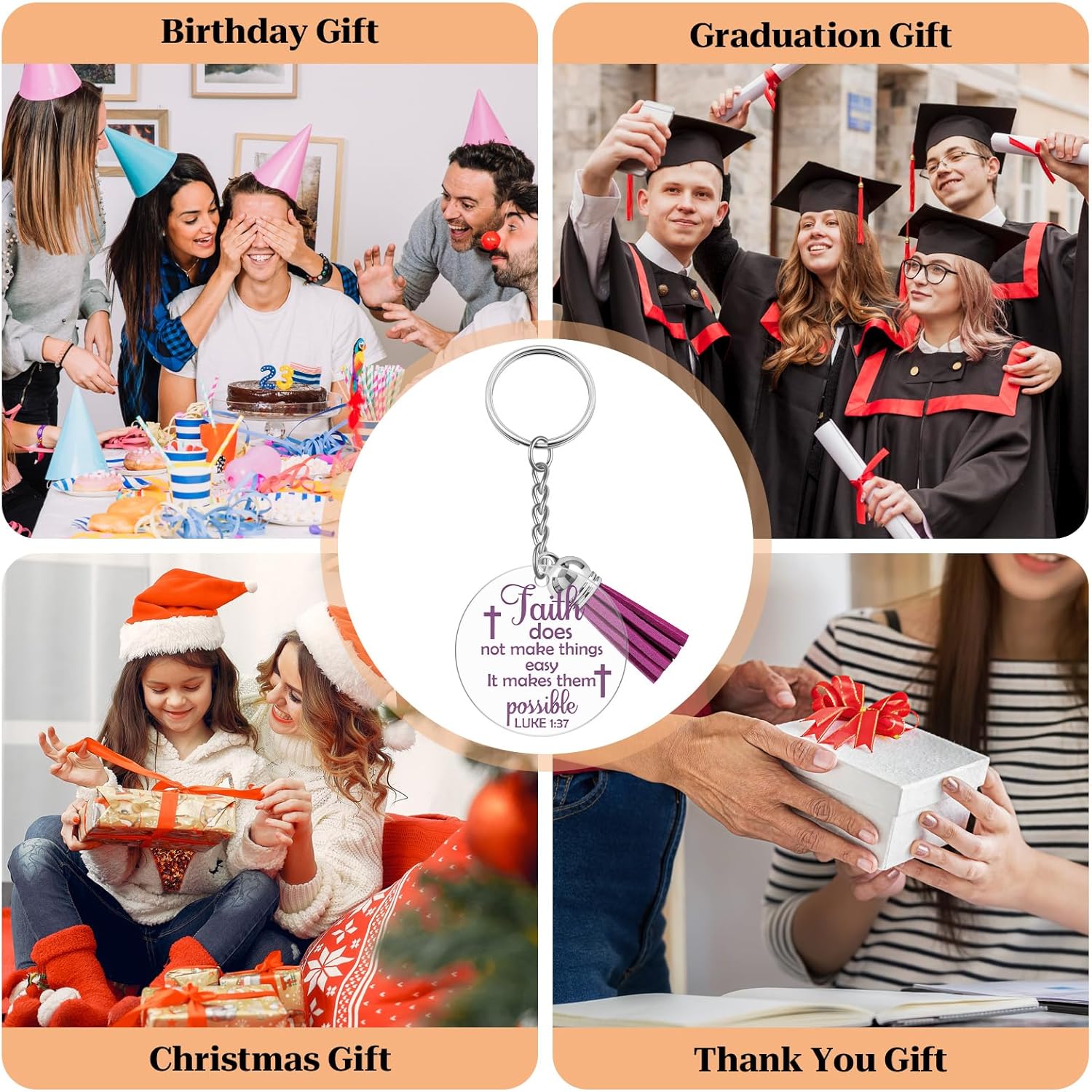 8PCS Christian Keychain Faith Religious Keychain for Women Inspirational Jewelry Encouragement Spiritual Religious Bible Gifts for Womens Bible Verse Christian Accessories Christmas Birthday Gift - Image 7