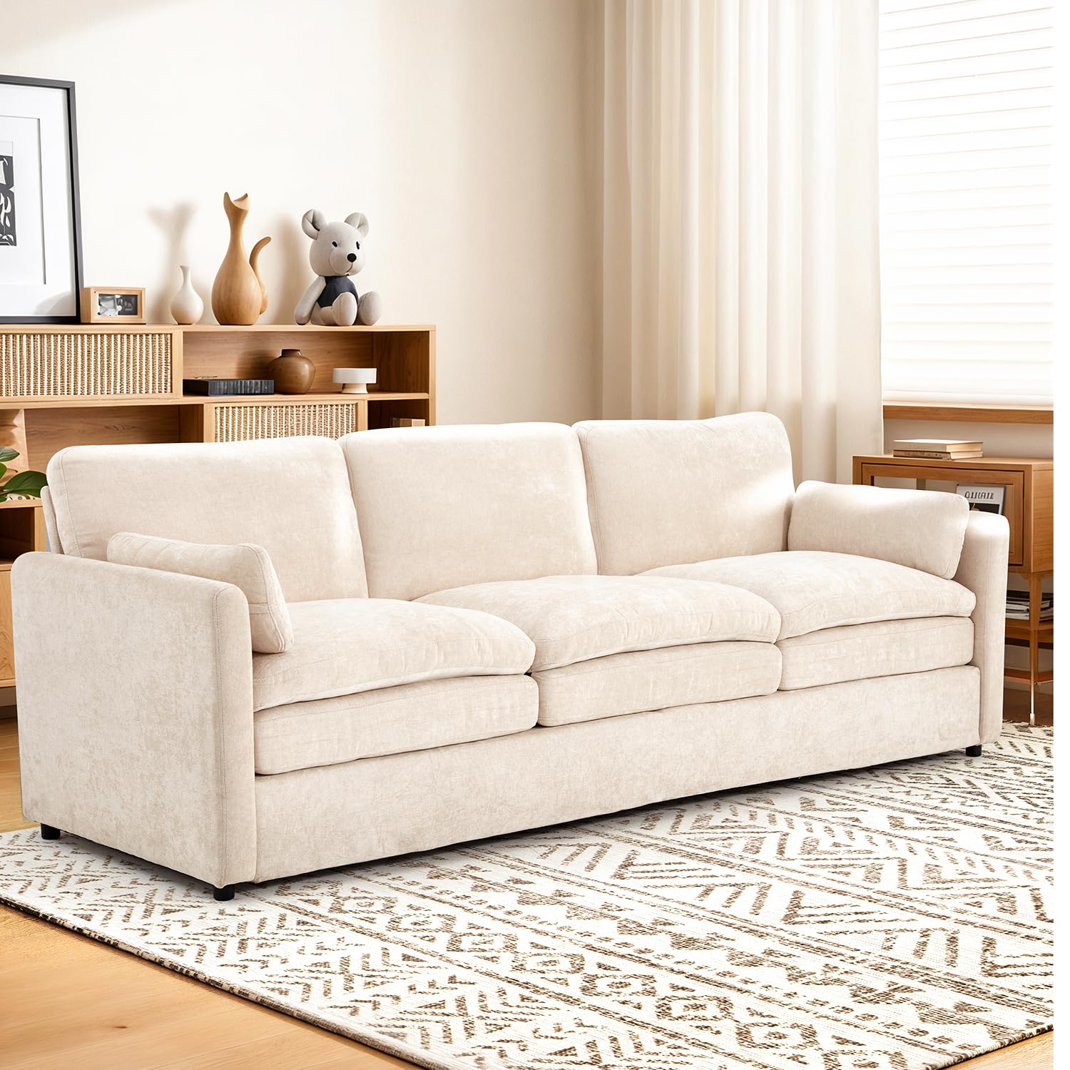 Esright 89'' Cloud Couches for Living Room, 3 Seats Sectional Sofa Couch, Chenille Modular Couch Sofa with Removable Pillows, Oversized Modern Cozy