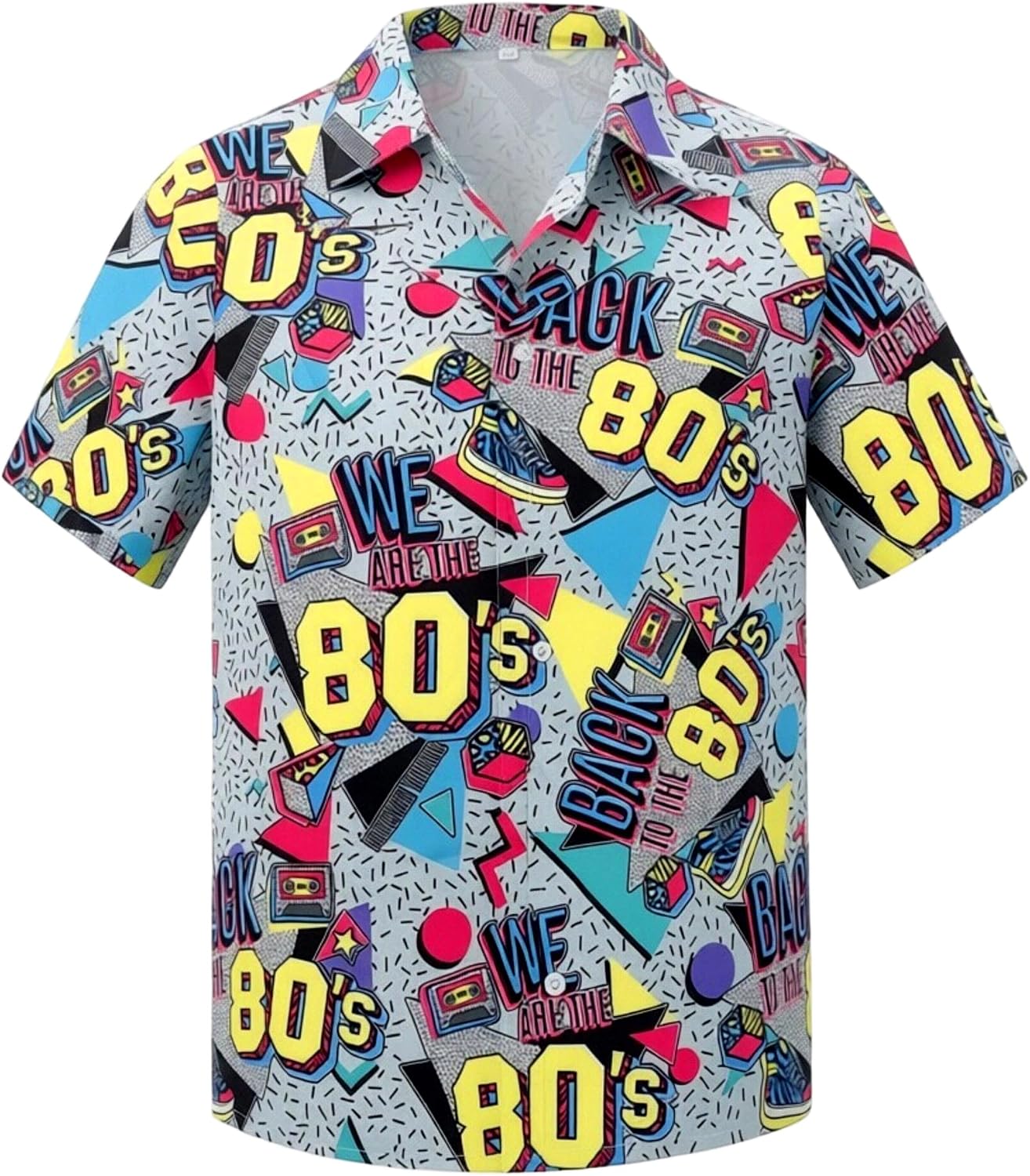 80s Outfit for Men 90s 80s neon Shirts 90 Button Down Hawaiian Tshirts Disco Theme Party Disco Shirt