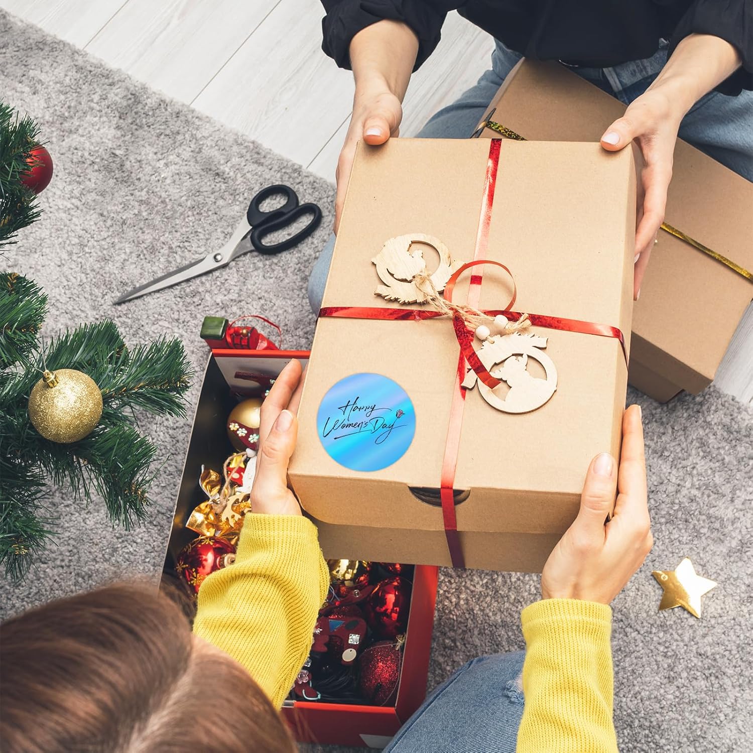 400Pcs/Roll - 2 Inch Holographic Blue Thermal Labels, Waterproof & Oil-Resistant Round Stickers, Circle Printer Labels for Business Logo, Pricing, Address, Thanks/Blessing Label - Image 4