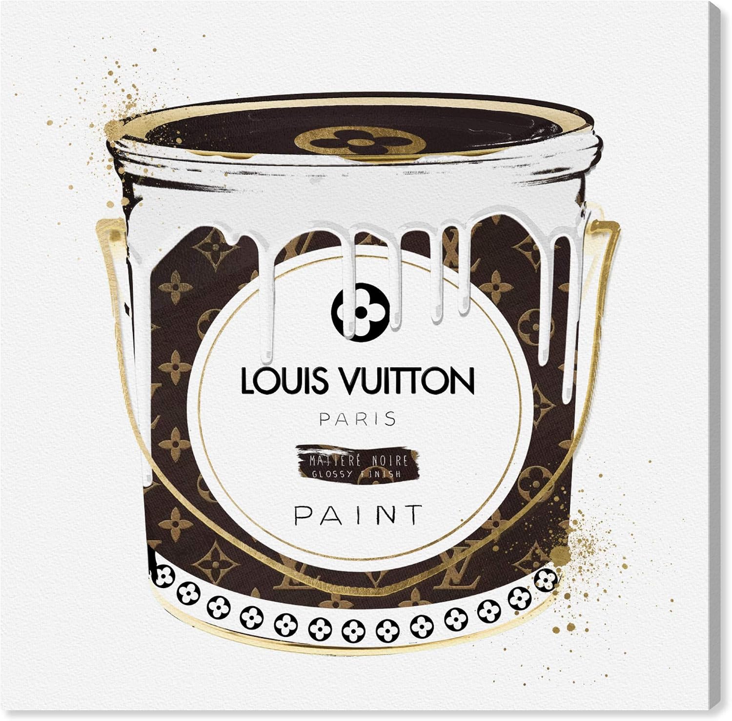 The Oliver Gal Artist Co. Fashion and Glam Wall Art Canvas Prints 'Custom Luxurious Paint Can' Home Décor, 16" x 16", Brown, Gold