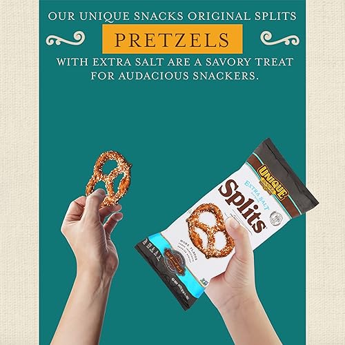 Miniatura 12 de Unique Snacks Pretzels extra de sal dividida, deliciosos horneados con estilo casero, certificado OU Kosher y sin OMG, sin sabor artificial, bolsas