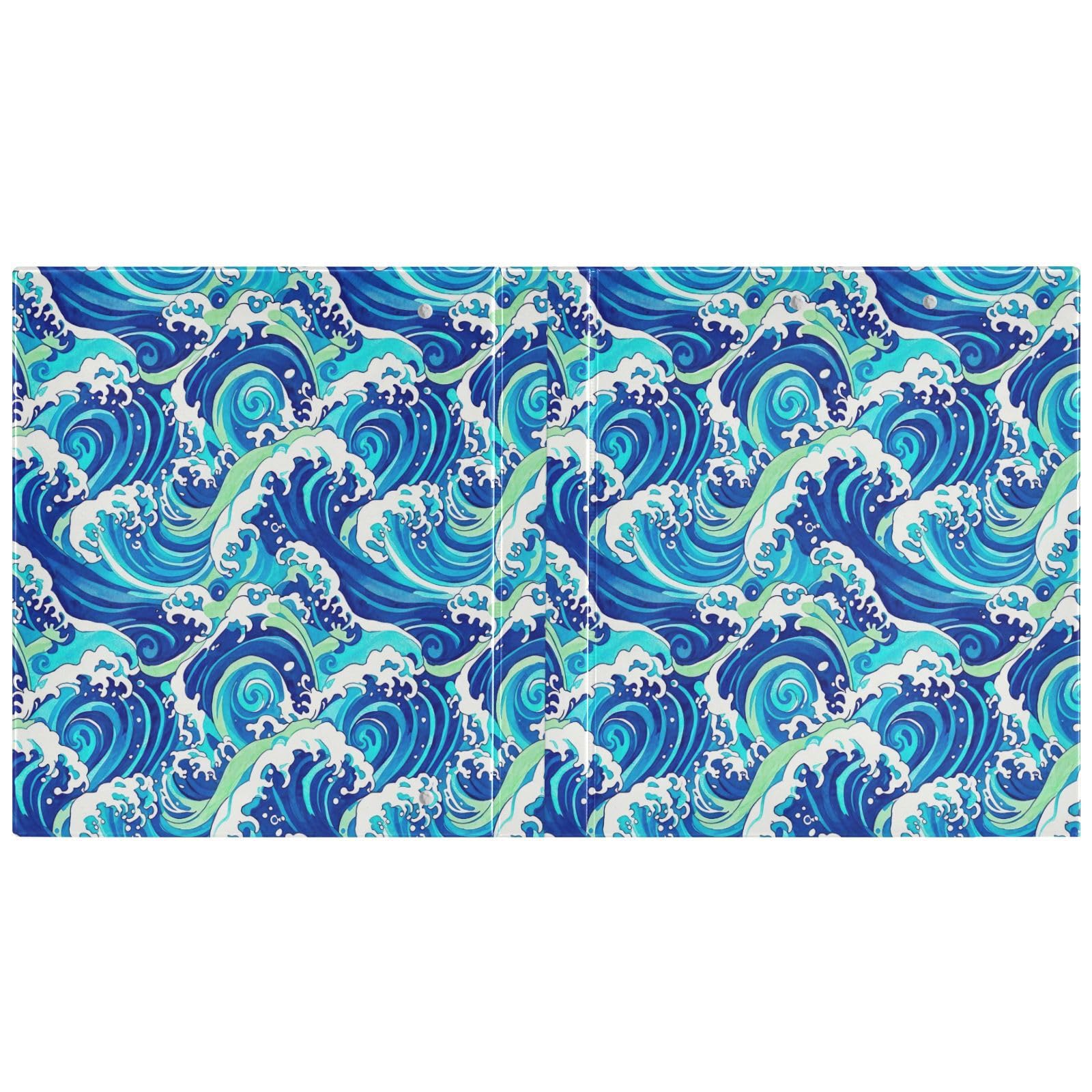 Ocean Waves - Raccoglitore a 3 anelli flessibile, 3,8 cm, colore: blu, turchese, bianco, confezione da 2