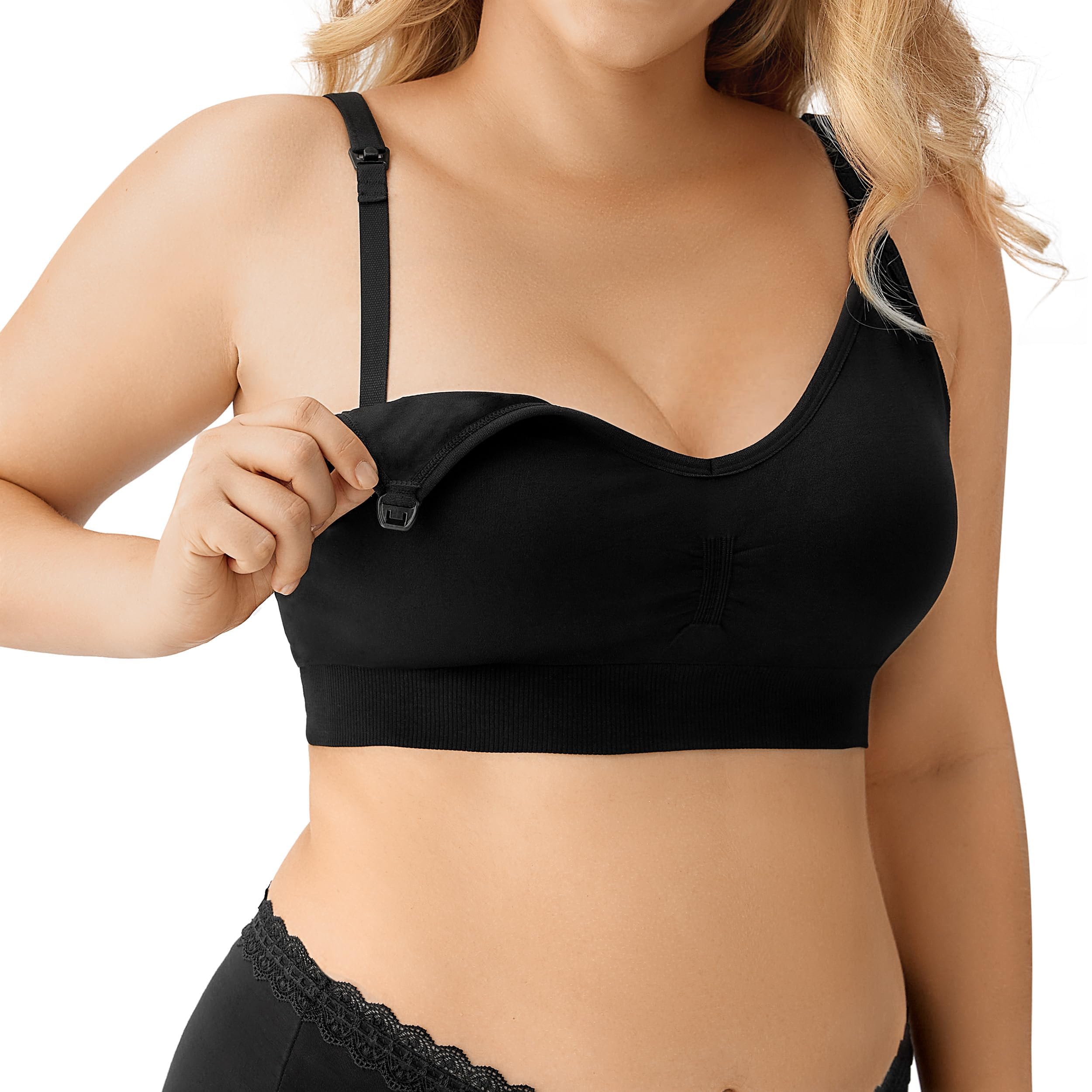 HBselect 3 PCS Reggiseno Allattamento con Estensione Reggiseno Bra Donna Morbido e Traspirante Reggiseno Senza Ferretto e Senza Cuciture