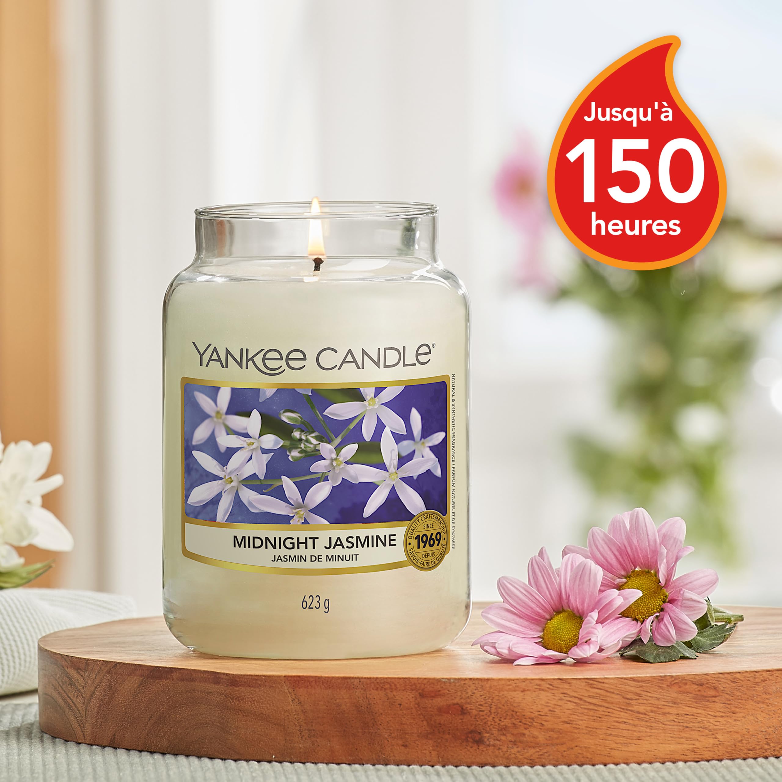 Yankee Candle bougie parfumée Jasmin de minuit | Grande bougie jarre longue durée | | jusqu’à 150 heures de combustion |Cadeaux de la fête des mères