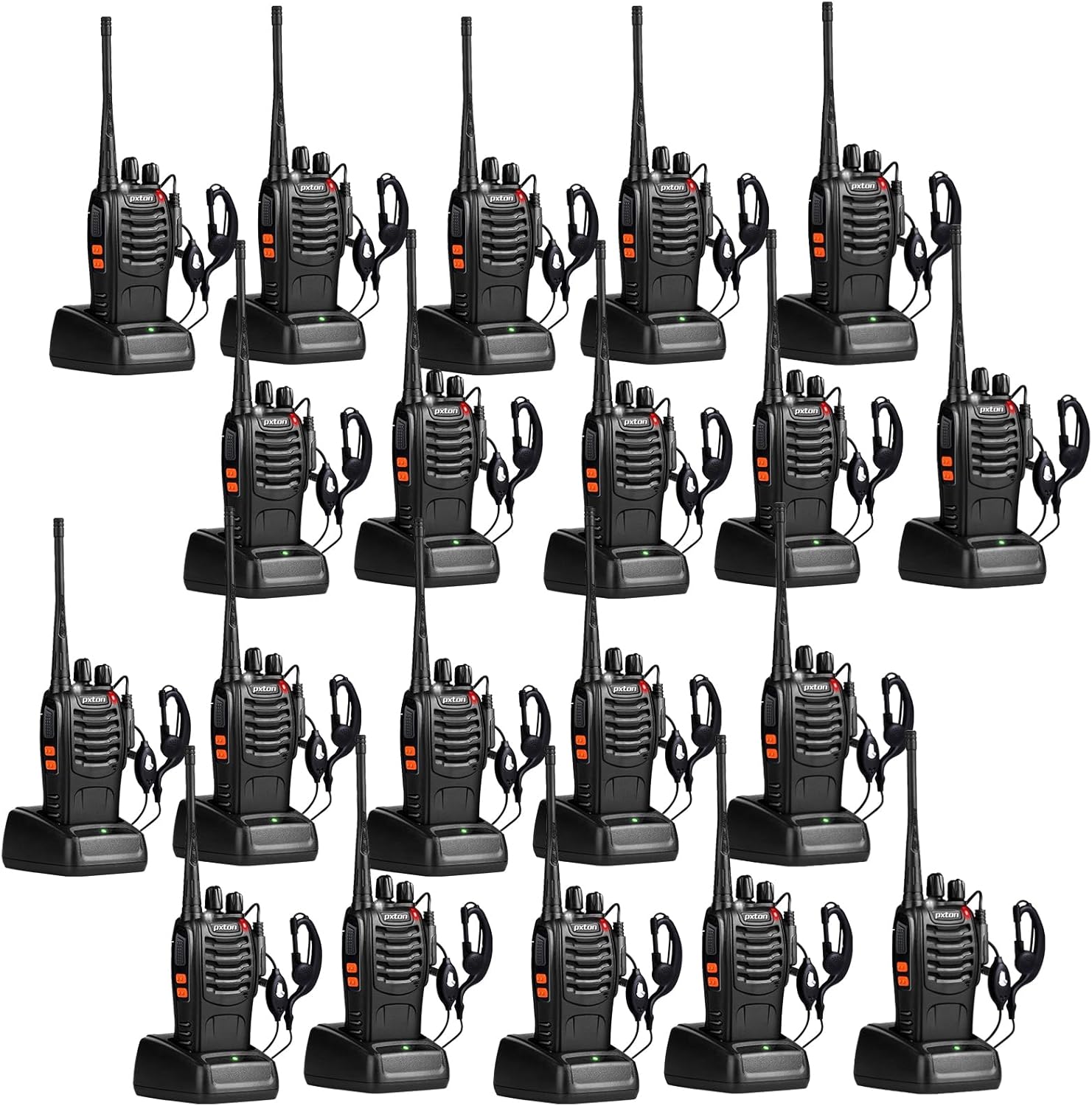 pxton 20 pack walkie talkies long range with headphone