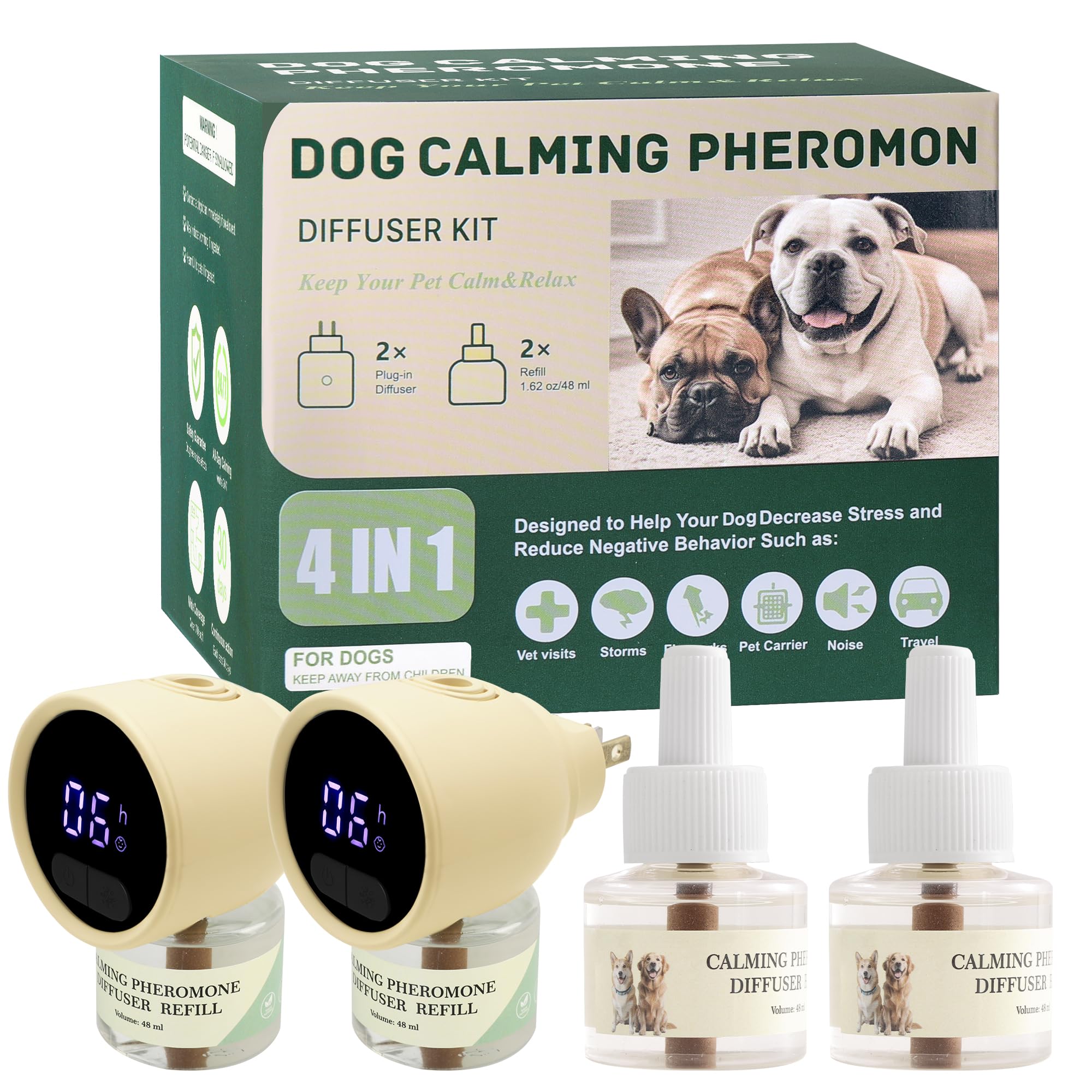 Kit diffuseur de phéromones pour chien 4 en 1 avec minuterie