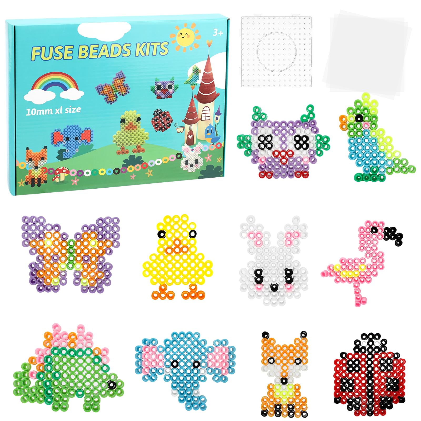 10mm Bügelperlen Set 1200 Stück - XL Steckperlen Mit Platten Für Kinder Ab 3