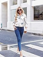 Vista 6 de ZEAGOO Camisa de manga larga con botones para mujer, blusas con estampado floral, trajes de trabajo casuales de negocios, tallas S-XXL
