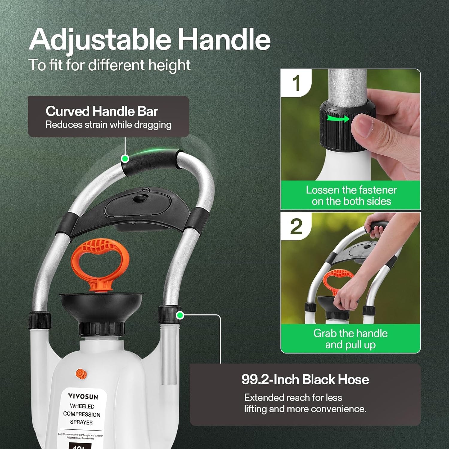 VIVOSUN 3.2 Gallon Lawn and Garden Wheeled Pump Compression Sprayer with Pressure Relief Valve, Labor-Saving Wheel Design (Pack of 2)