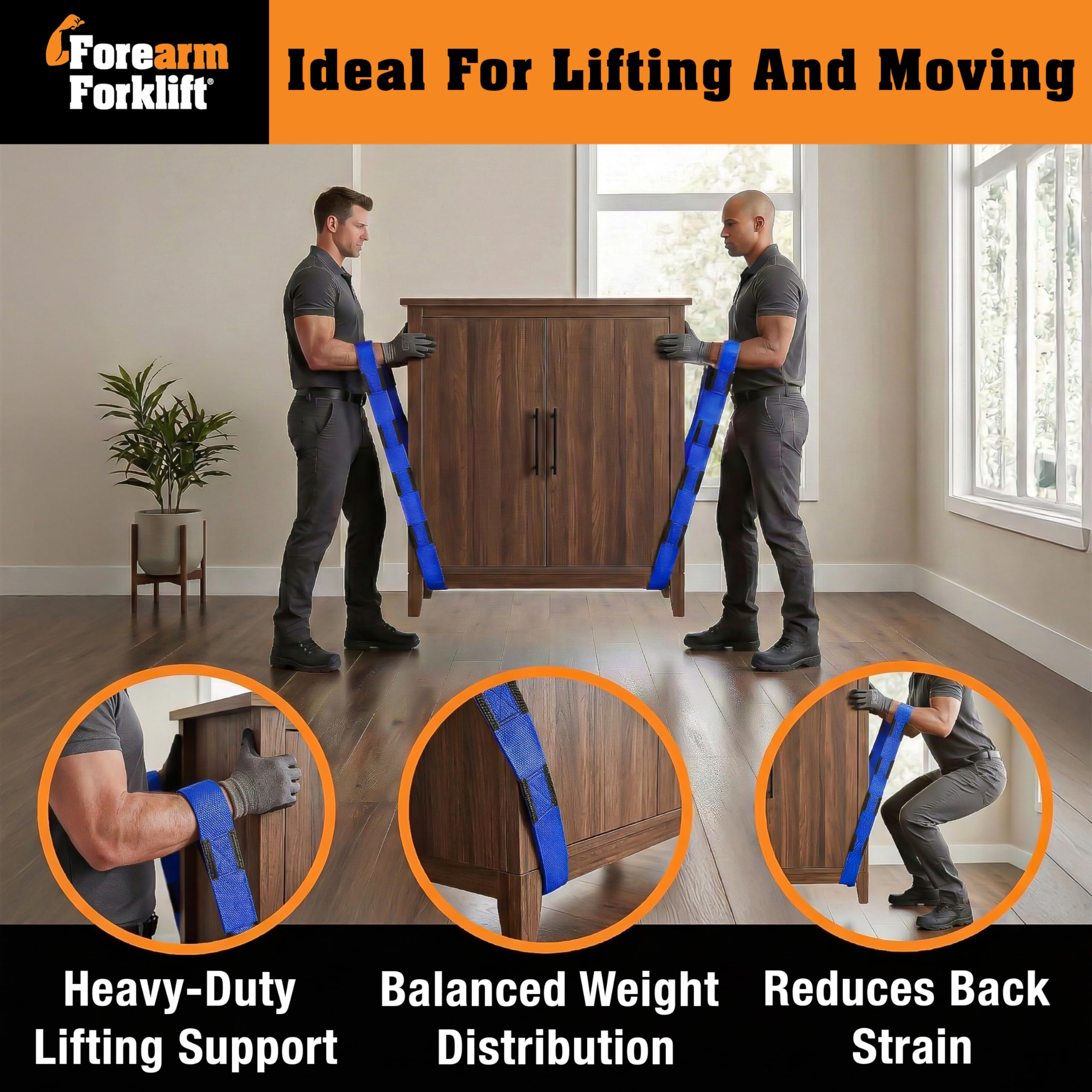 Forearm Forklift Cinghie di sollevamento e spostamento per 2 persone; sollevare, spostare e trasportare mobili, elettrodomestici, materassi o qualsiasi oggetto fino a 800 libbre in modo sicuro e