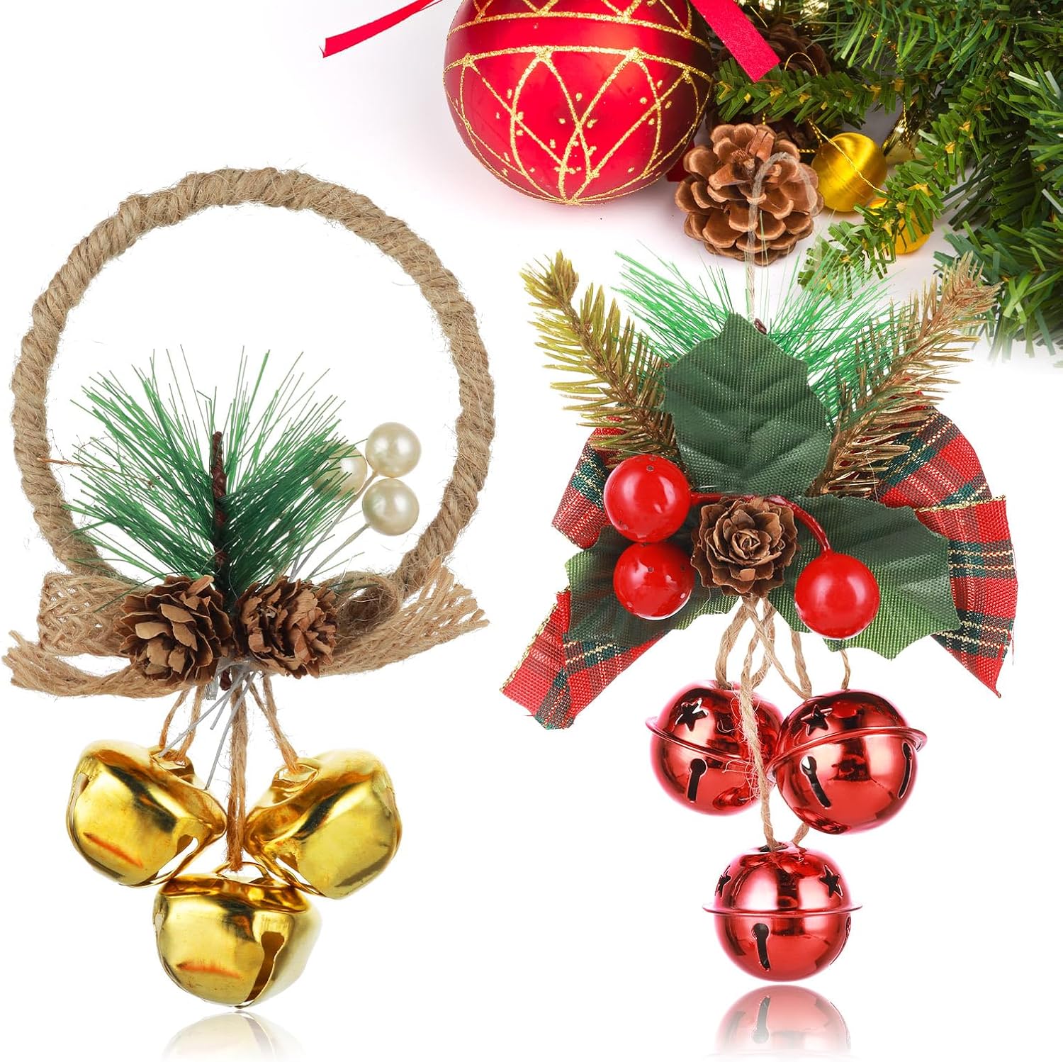 cobee Christmas Large Bell Ornaments, 2pcs Christmas Jingle Bells for