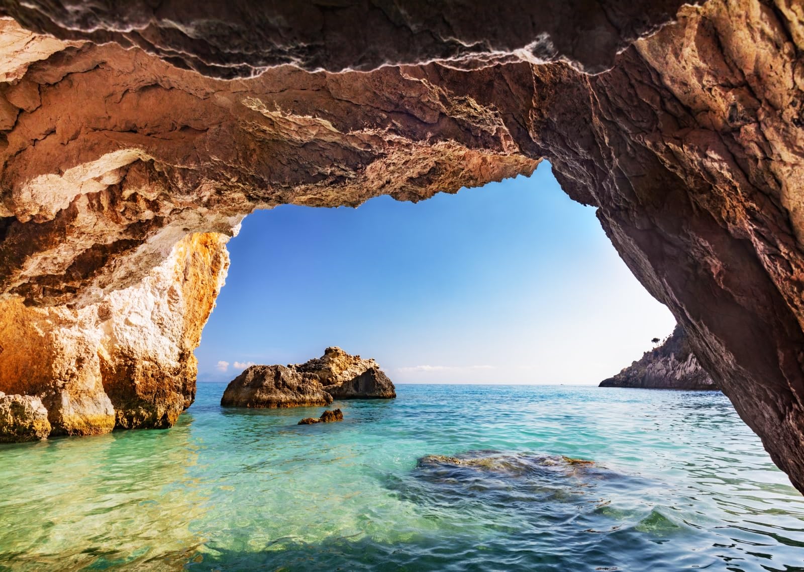 15x10FT (4.6x3m) Vista Dalla Grotta Sul Mare Sfondo Fotografico