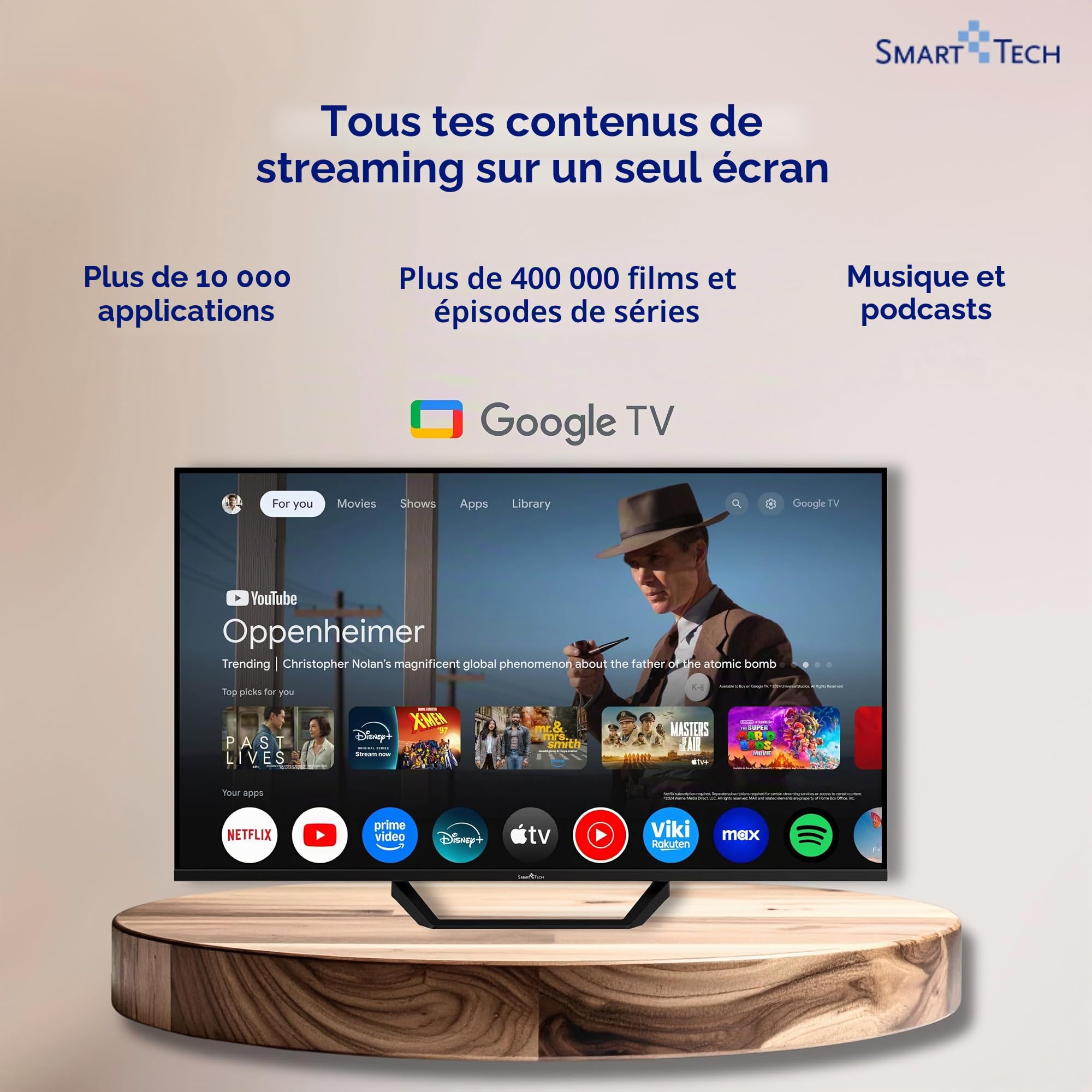 Smart Tech QLED 43QG06V2 Téléviseur Google TV HDR avec résolution 4K UHD, Bluetooth et Triple Tuner, Smart TV 43QG06V2 (2026)