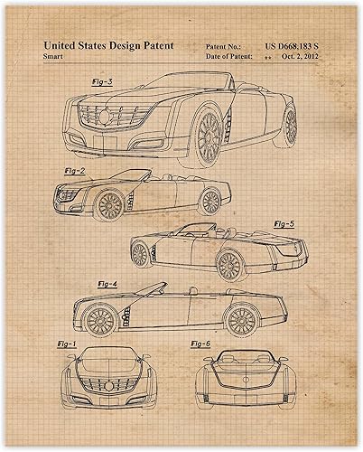 Classic Cadillac Ciel Concept Car Patent Prints, 1 (11x14) Unframed Photos, Wall Art Decor Gift for Home GM Auto Office Gears Garage Engineer