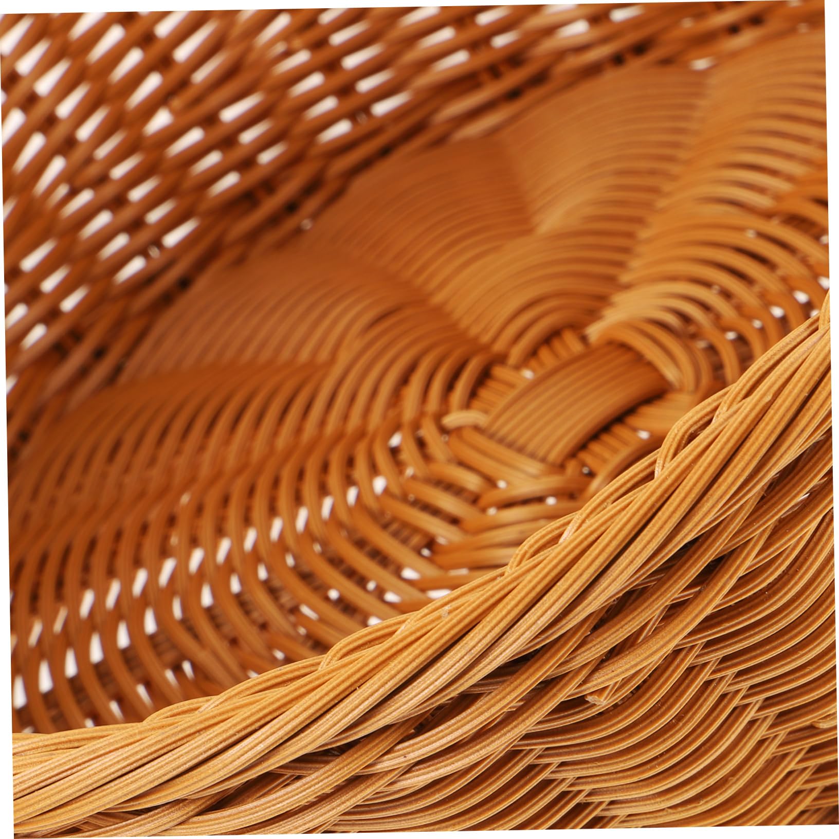 SOLUSTRE Round Woven Rattan Storage Basket Decorative Basket Organizer for Desktop