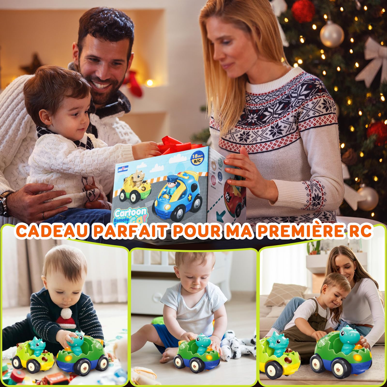 Pup Go Voiture de Dinosaure RC Cartoon pour Tout-Petits avec Musique, Lumières et 2 Poupées, Première Voiture Télécommandée pour Garçons et Filles, 18 Mois+, Cadeau Parfait pour Anniversaire ou Noël