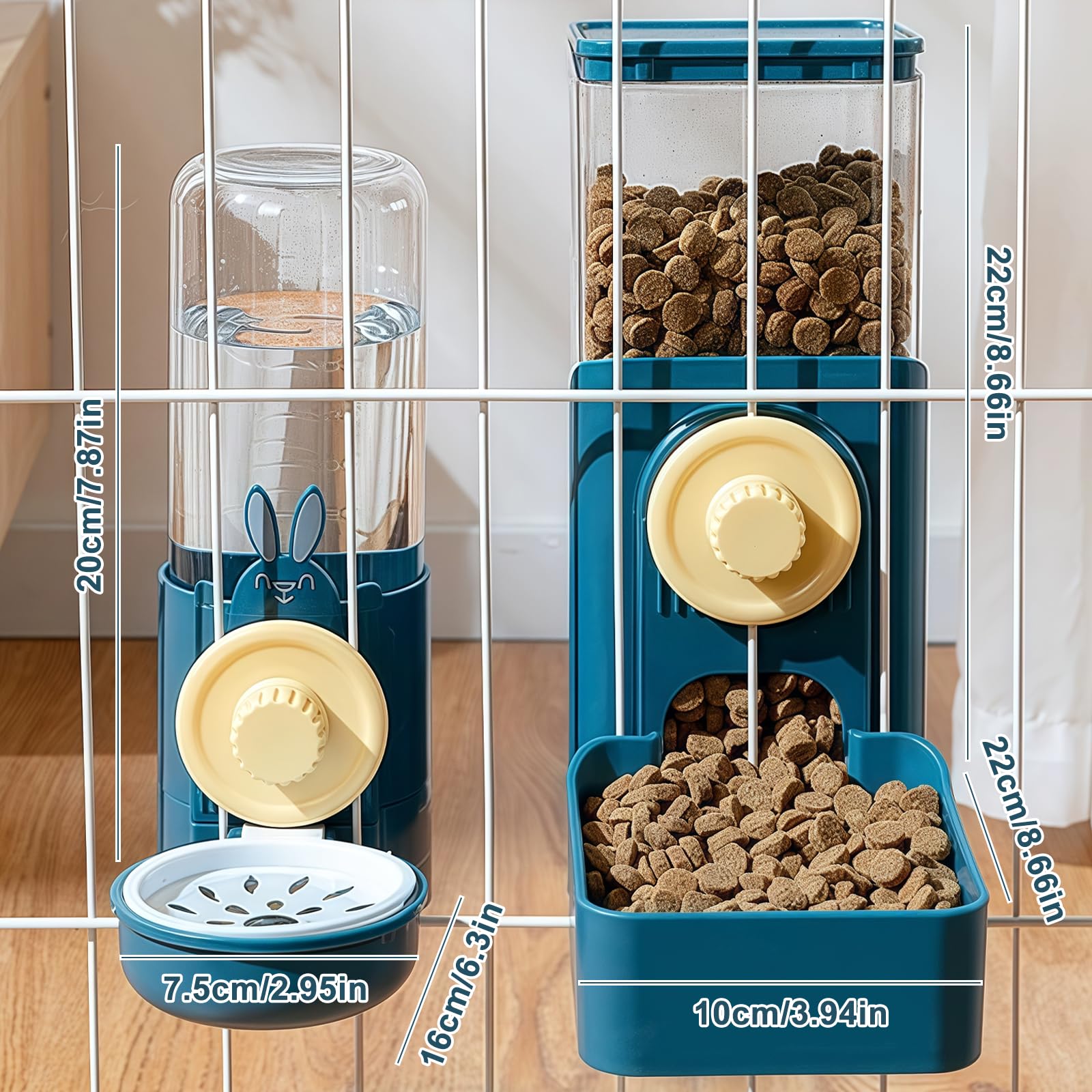 Cage suspendu avec fontaine pour animaux de compagnie : Fontaine suspendue pour cochons d'Inde, distributeur automatique de nourriture pour chats, lapins, chiens et cochons d'Inde