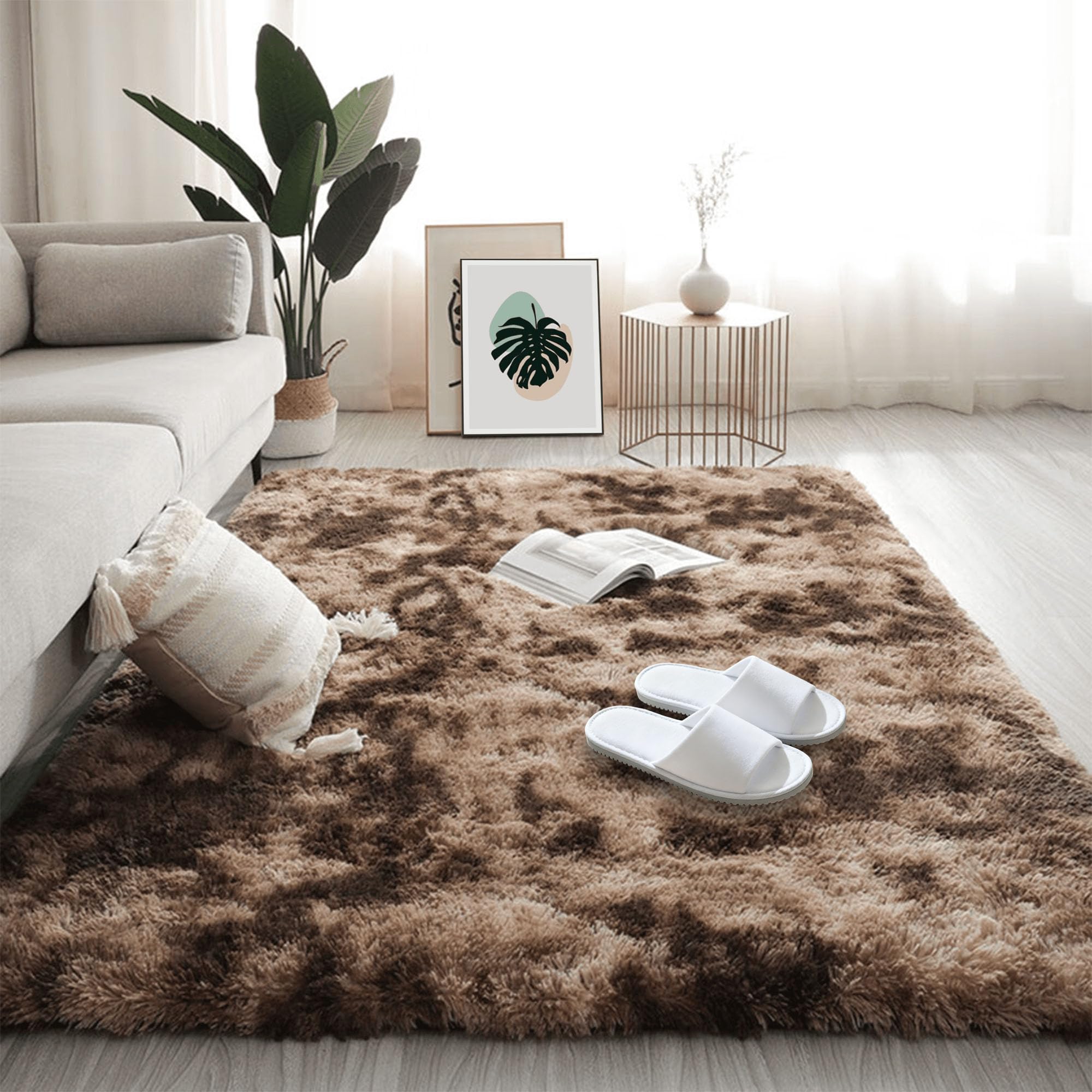 Tapis de salon shaggy épais et moelleux pour un confort thermique