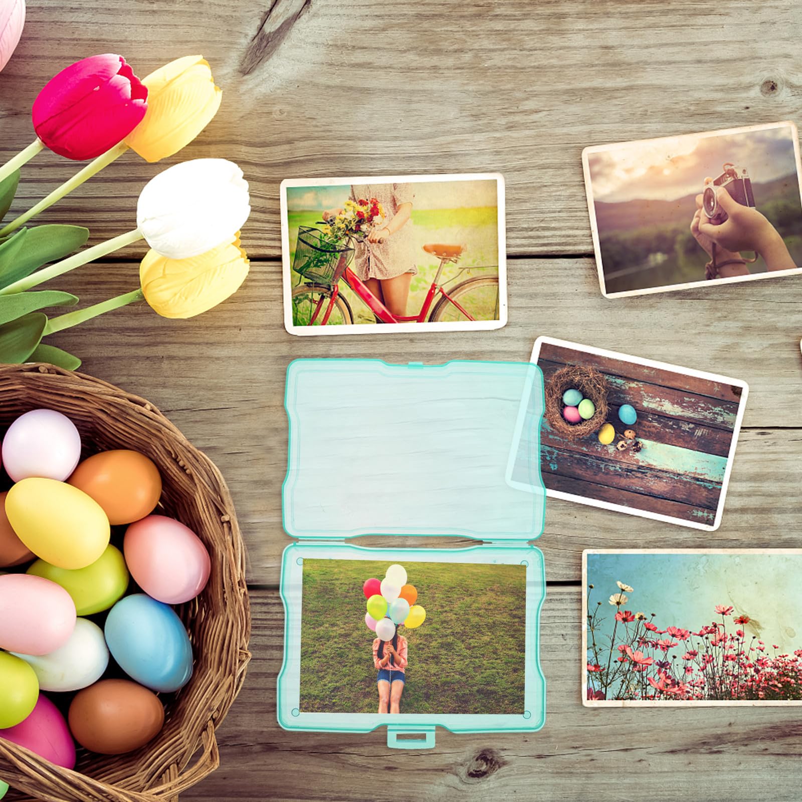Abaodam Scatola Fotografica Multifunzionale in Plastica Colorata 4x6 Pollici Scomparti per Archivio Foto e Carte, Contenitore Porta Carte per Casa e Ufficio, Organizer Pratico