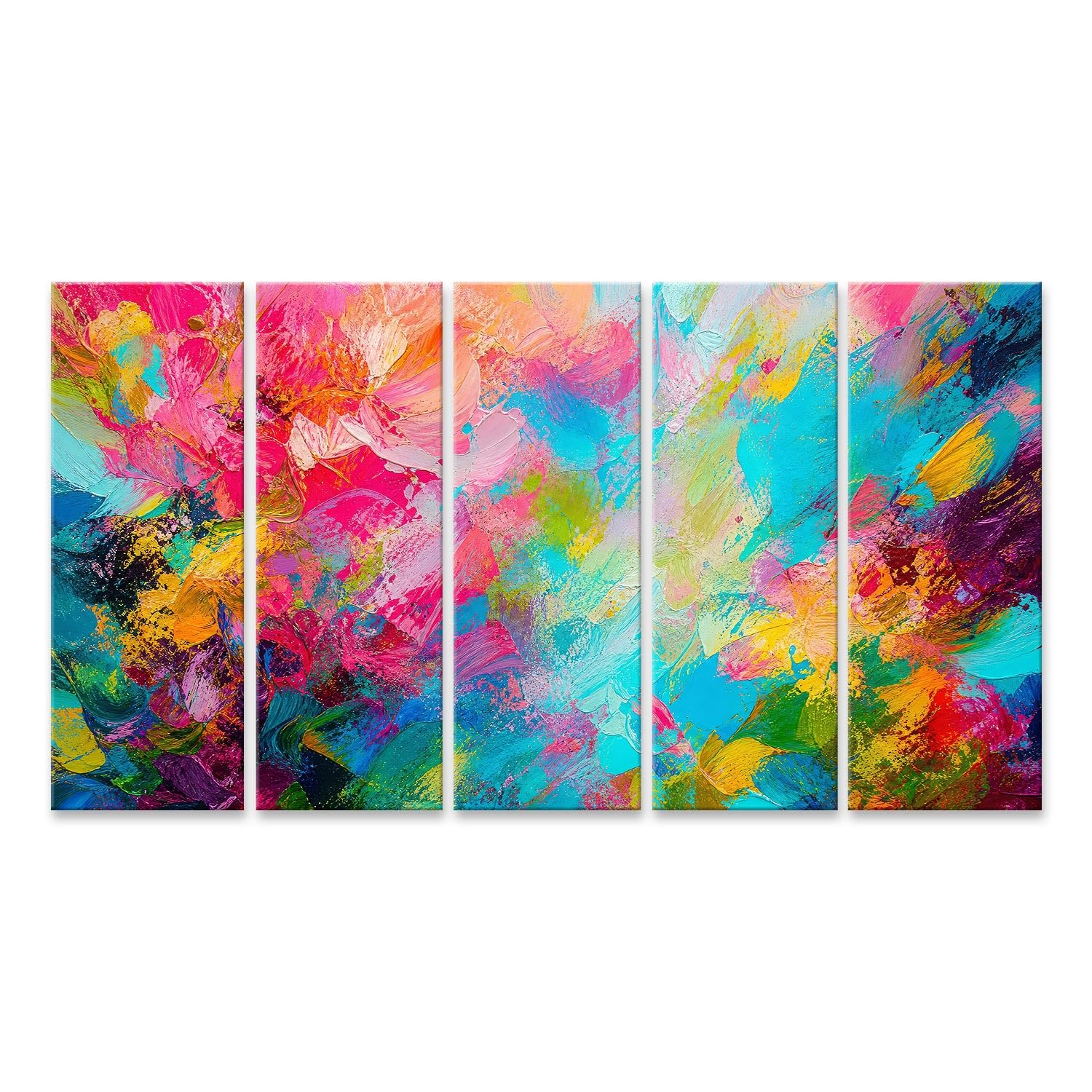 islandburner Bild auf Leinwand Lebendige Farbexplosion Abstrakt Kunstdruck Wohnzimmer Perfekt für Kunstliebhaber - 5-teilig XXL