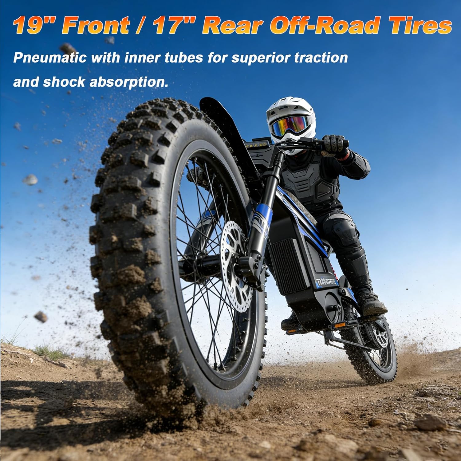 Tomofree 6500W Electric Dirt Bike for Adults, Max 50MPH Electric Bike, 19‘’x 17'' Off Road Tires Dirtbike, 75 Miles Long Range Electric Motorcycle, with 72V 30 Ah Battery, Full Suspension
