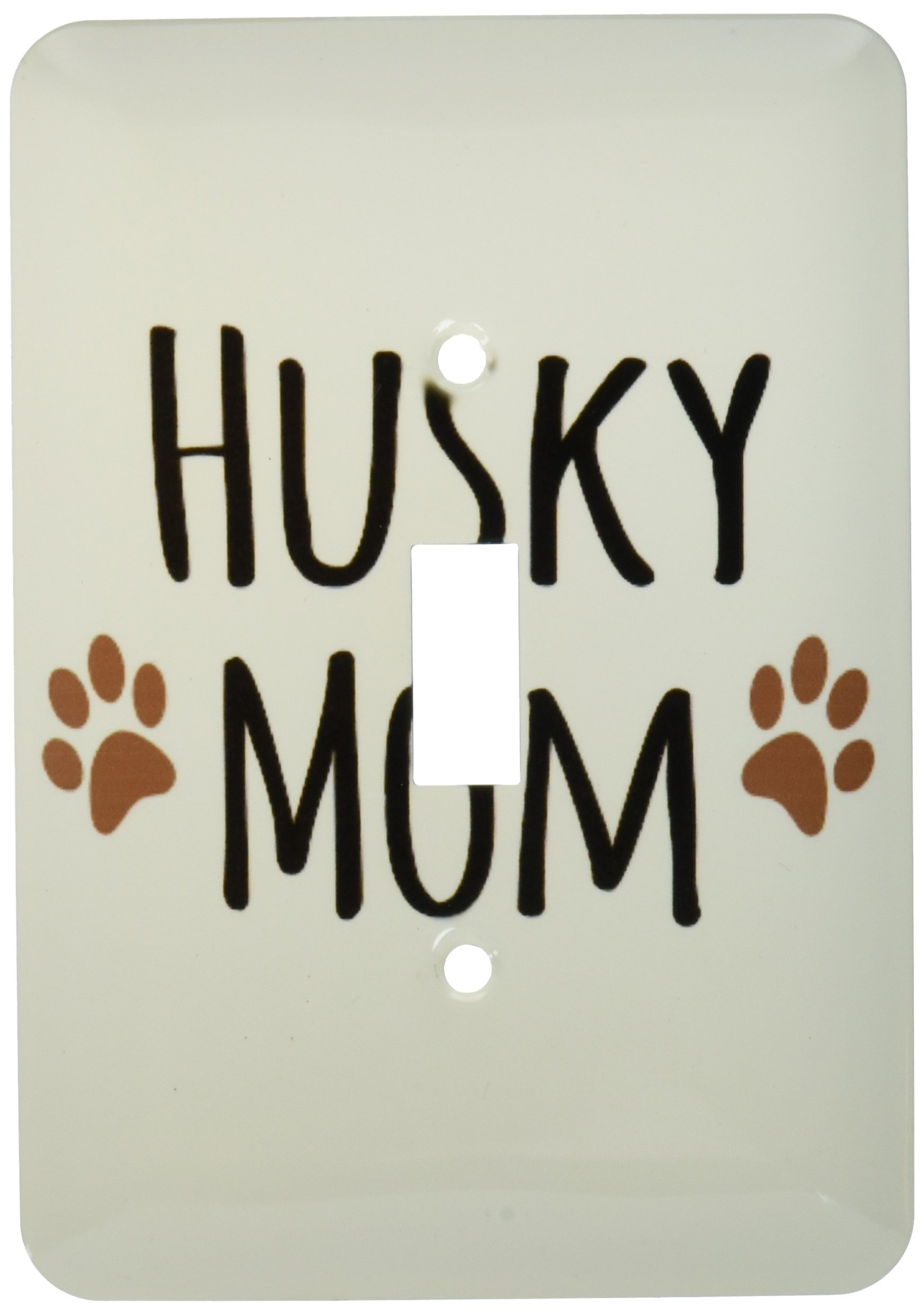 Interruptor individual de perro Husky Siberiano con huellas marrones decorativas para pared