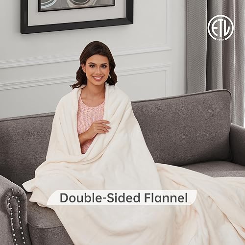 Miniatura 6 de Manta térmica, manta eléctrica de tamaño matrimonial de 72 x 84 pulgadas, con 4 niveles de calentamiento rápido y 10 horas de apagado automático,