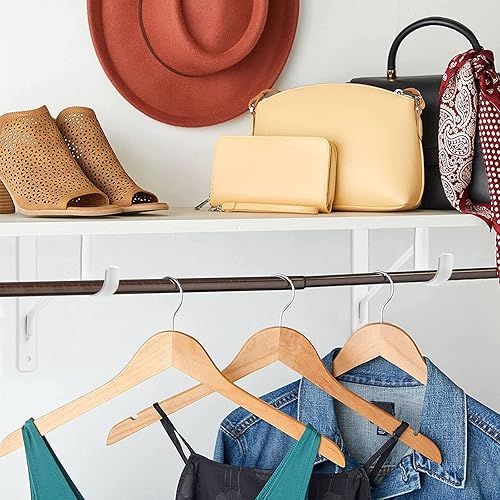 Miniatura 6 de AYAYGD 4 soportes blancos resistentes para barra de armario de 11 x 11 pulgadas, estante de 1-38 pulgadas de diámetro y soporte de barra para