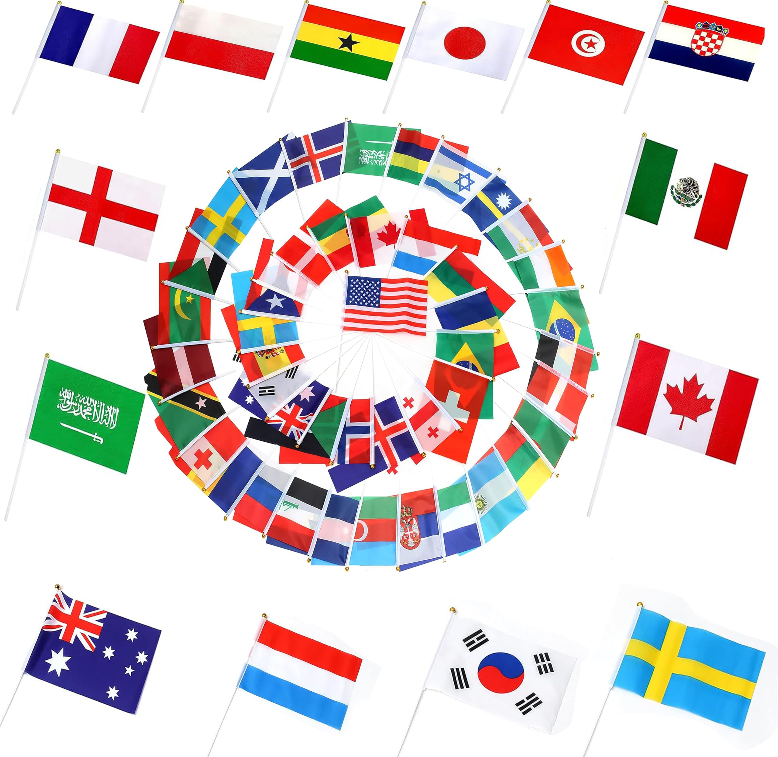 100 Countries Flags,National of the World Mini HandHeld Flags,Festival Celebrations Necessary Decoration,Includes Most of The Countries in The World,8.2 x 5.5. Inch.