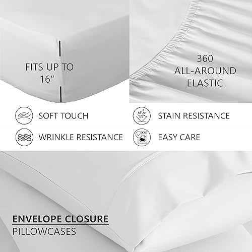 Miniatura 4 de American Home Collection Juego de sábanas de lujo de 4 piezas con bolsillo profundo, microfibra extra suave, sin arrugas, fácil cuidado (California