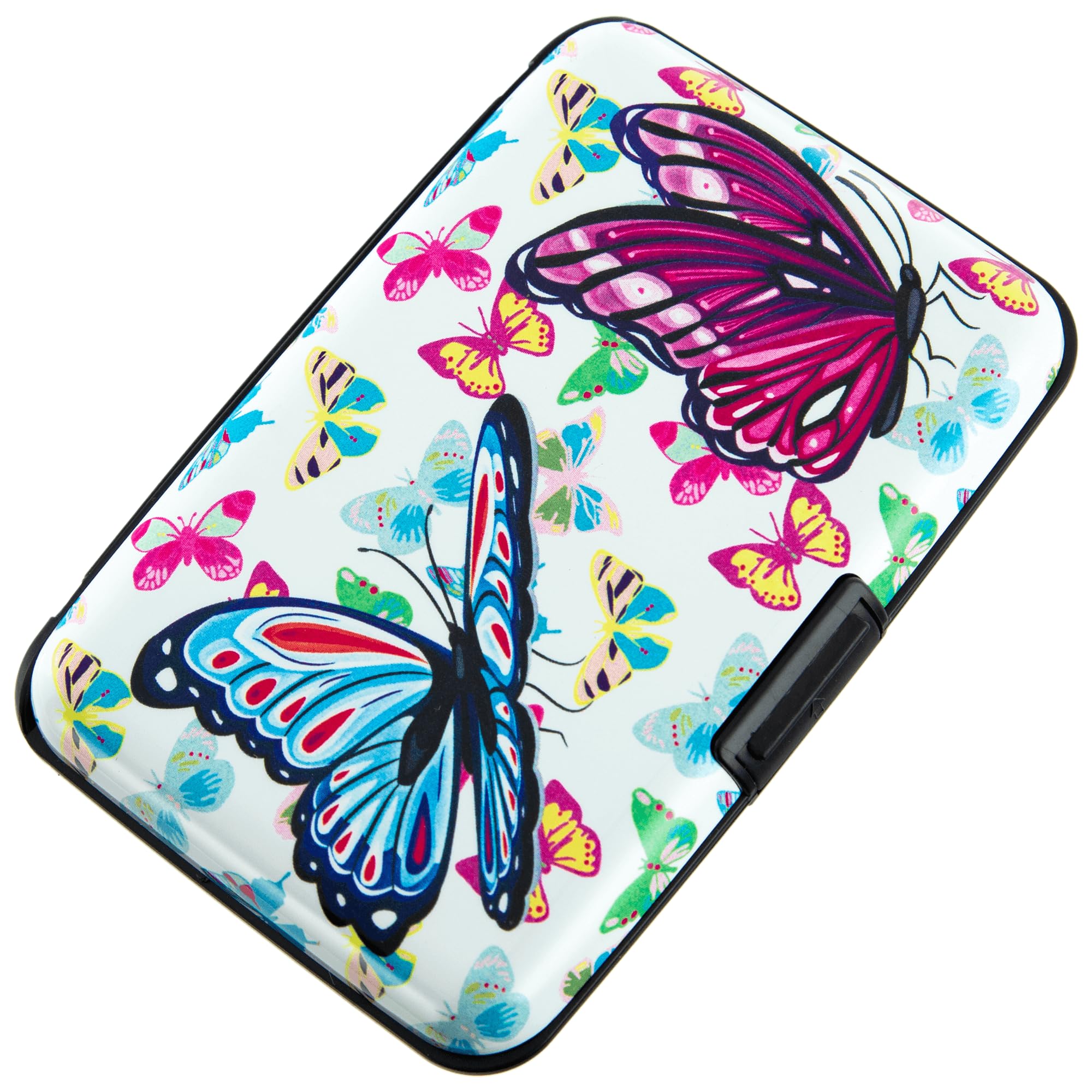 CANTINEY Credit Card Holder RFID Blocking Wallet for Women Men Small Mini Metal Slim Hard Aluminum Business Card Case (A Butterflies)
