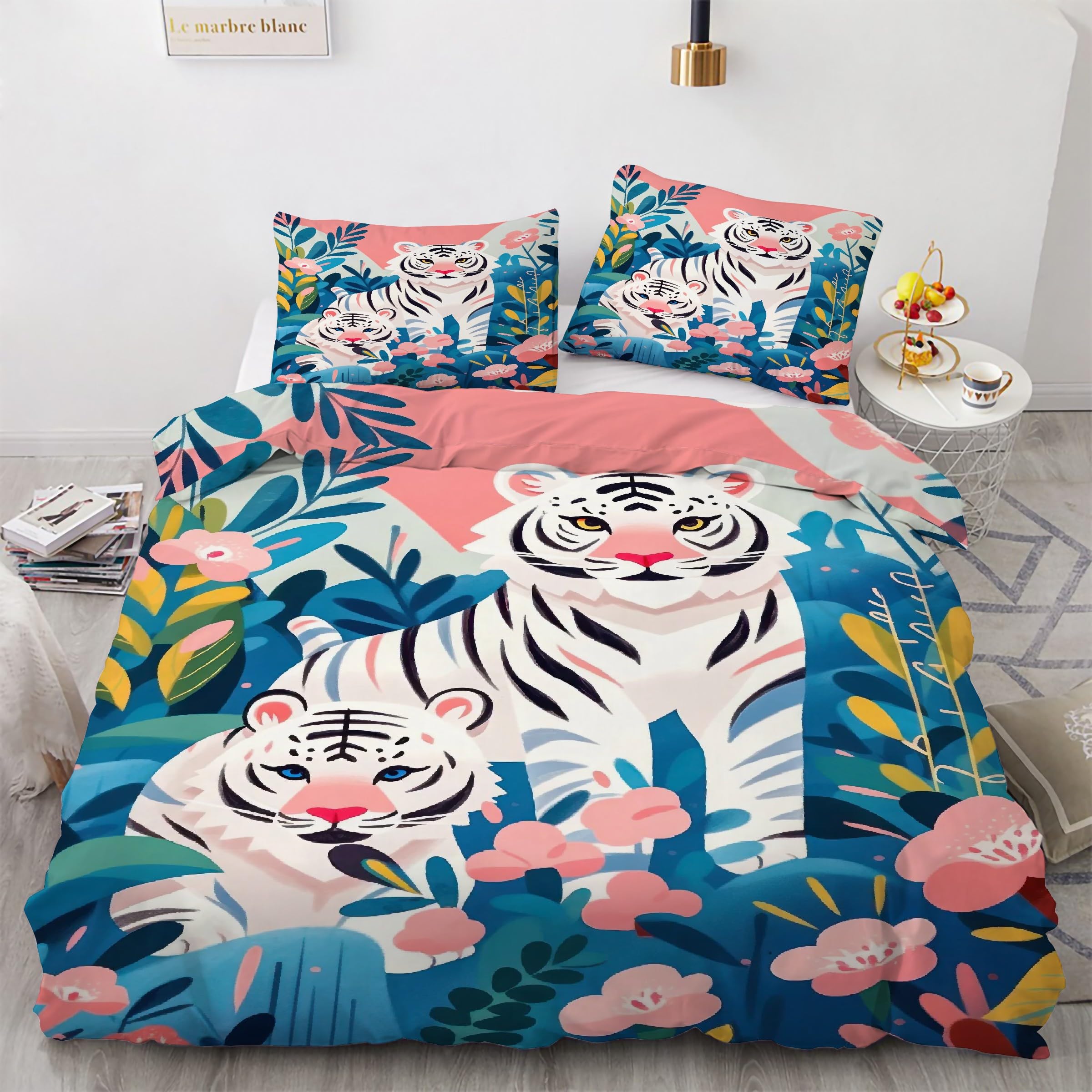 Housse de couette zippée 240x260 finie la corvée du lit avec cette parure tigre