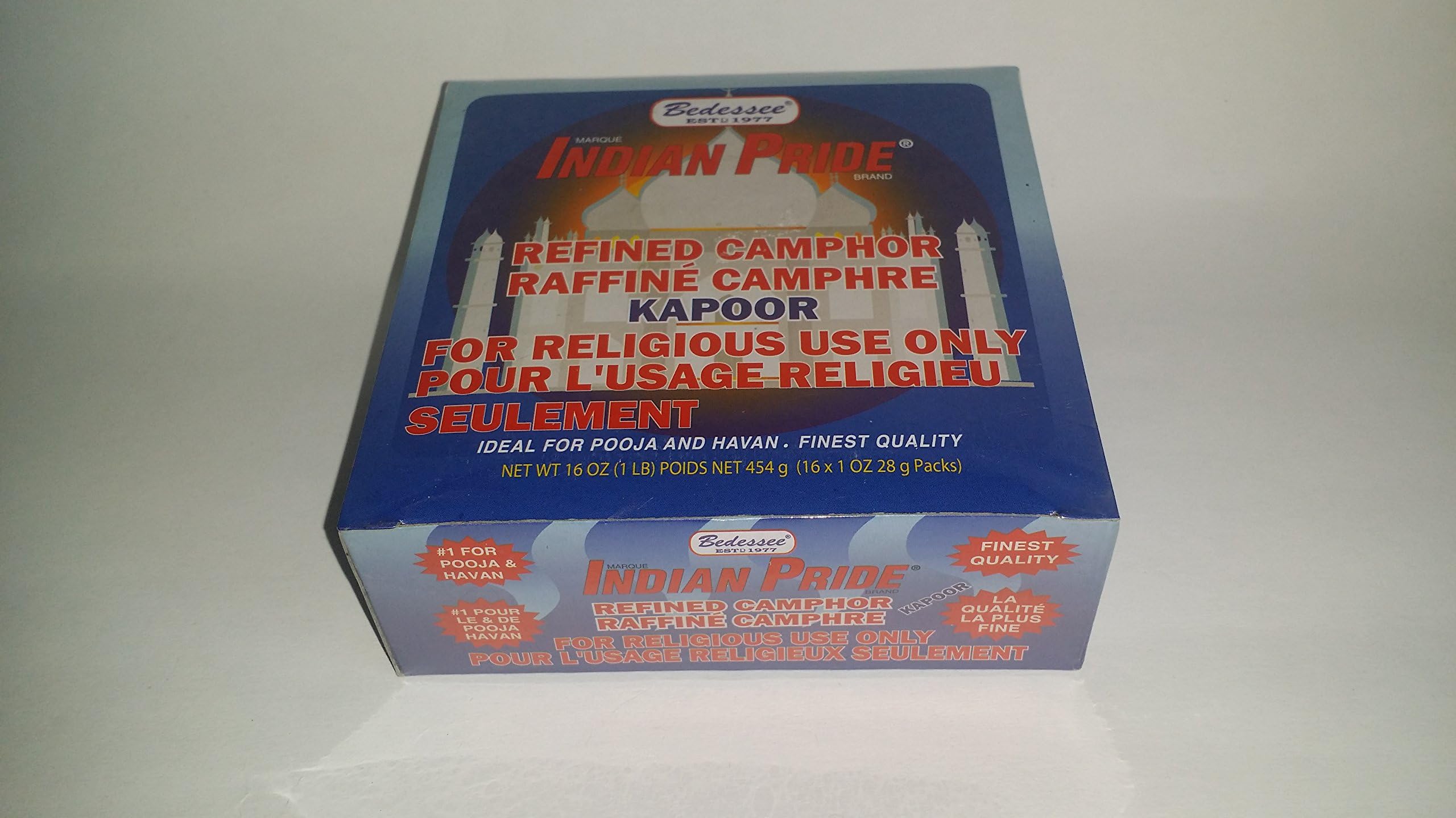 INDIAN PRIDE Box of Camphor 16 Blocks Brand - 1 Lb. - Guaranteed 100% Pure