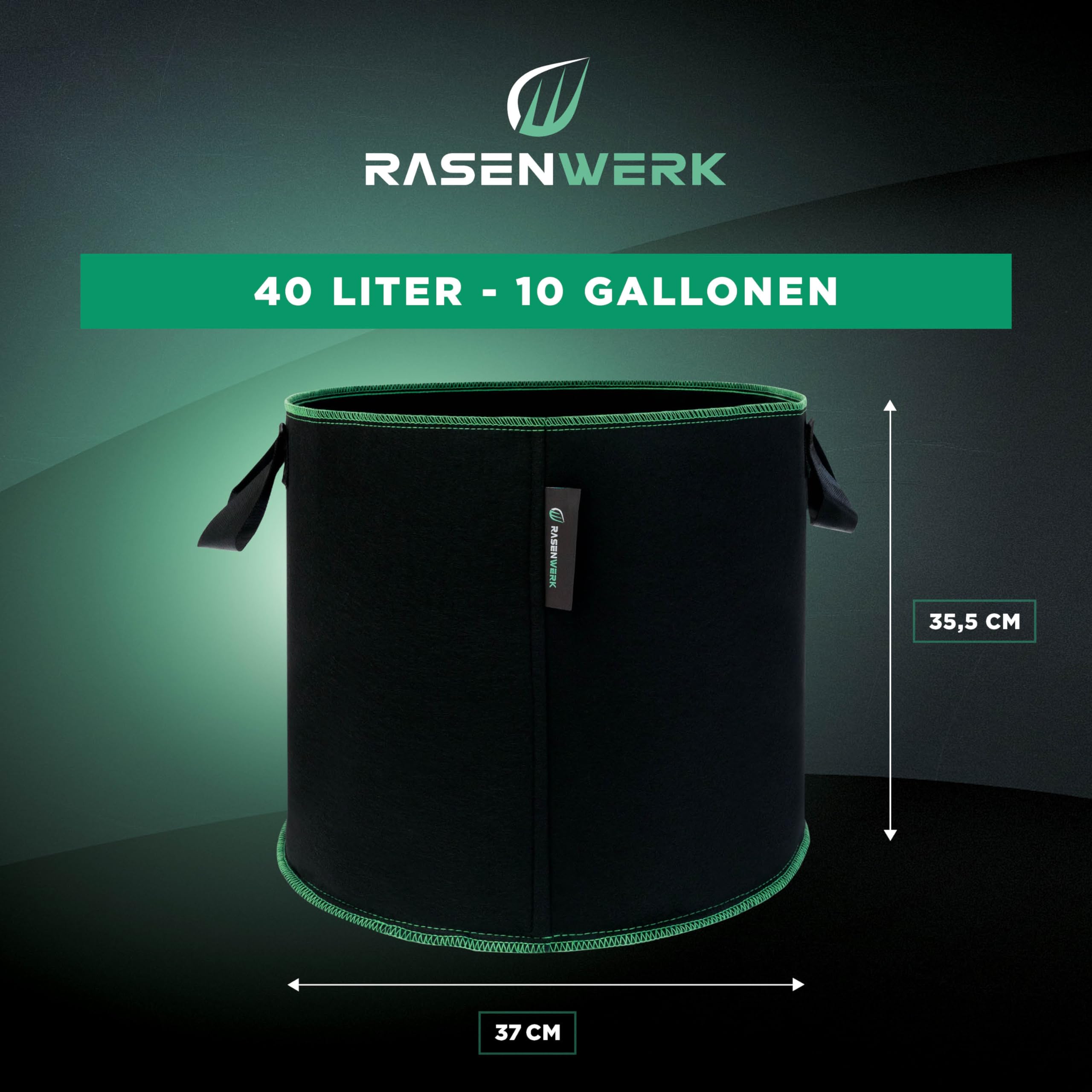 40 Liter Pflanztasche aus Vliesstoff - Pflanzsack für Garten, Gewächshaus & Balkon - Pflanzbeutel für Blumen, Tomaten und Pflanzen - Ideale Alternative zum Blumentopf - 5 Stück