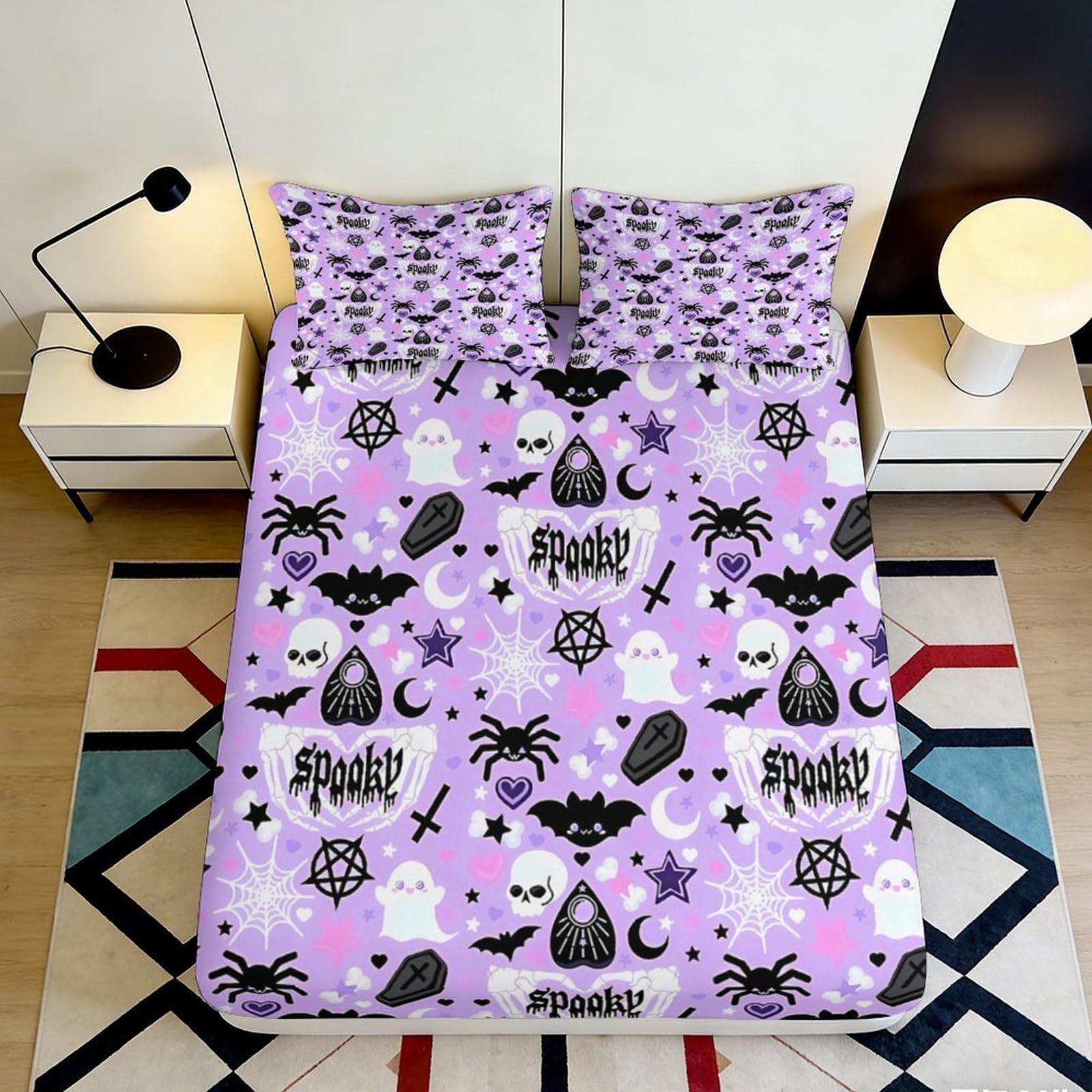 Rqzkjxnhpf Style-8 3D Printed Gothic Pattern Fitted Sheet Microfiber Deep Pocket Bedroom Bedding Non-Slip Full Wrap Gothic Mattress Fitted Cover For Adults Teens 200X200x25cm 90X200x25cm