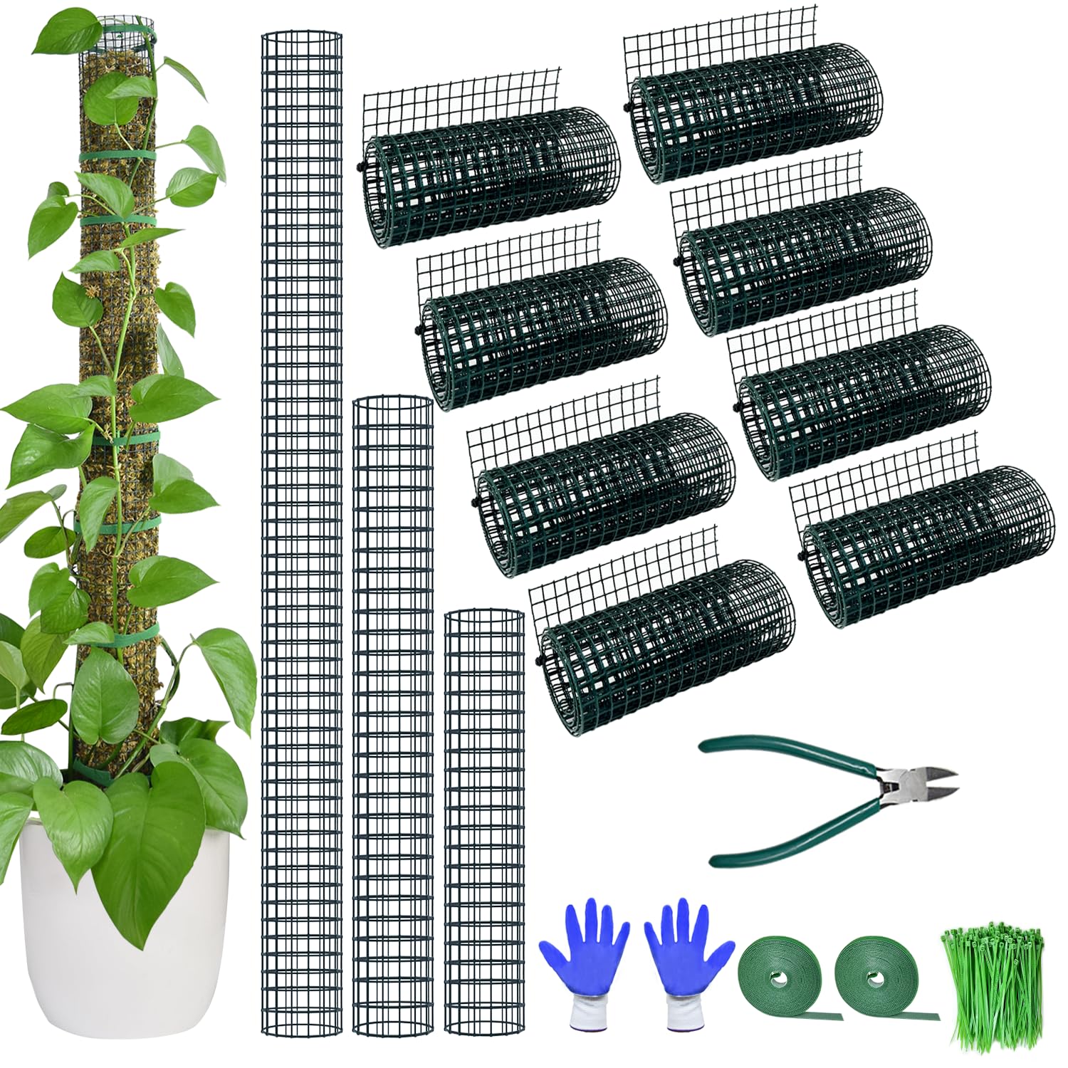 Amazon.com : Moss Pole DIY Kit, 26.3ft Metal Moss Pole for Plants Monstera,  8Pcs 8.3in3.3ft Steel Wire Mesh with Plier, Cable Zip Ties, Max Make 13Pcs  24" Plant Poles(26.3ft Wire Mesh with