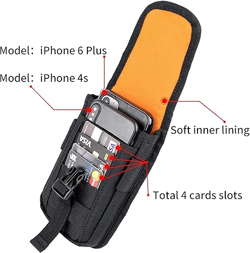 Miniatura 4 de IronSeals Funda táctica para teléfono celular, funda para teléfono inteligente, bolsa Molle para accesorios, bolsa para cinturón de 4.7 a 6.7