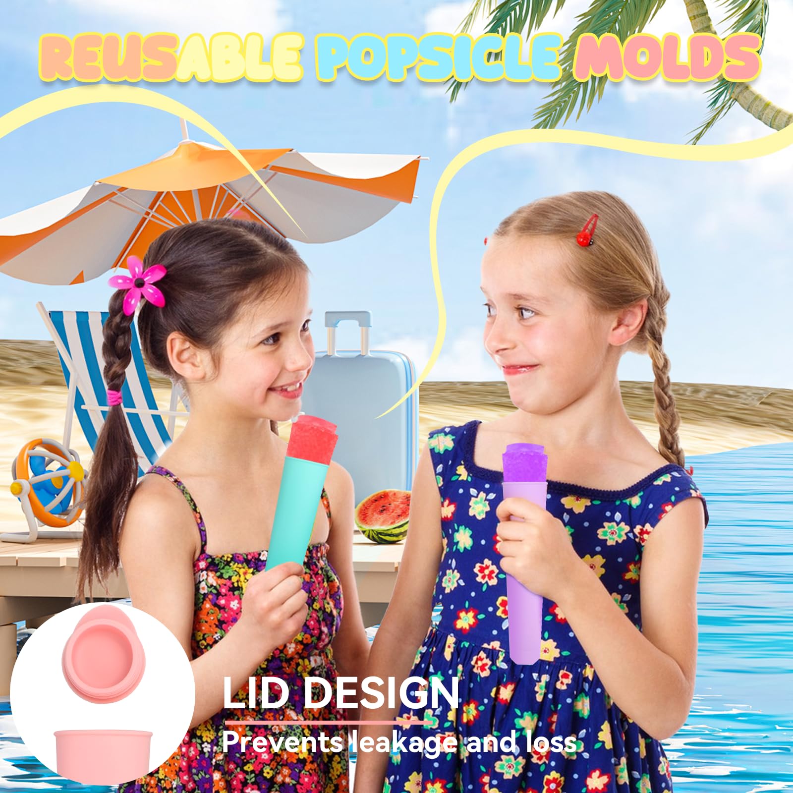 Moldes Helados Silicona, 8 Piezas Molde Helado, Moldes para Helados, Molde Helados sin BPA