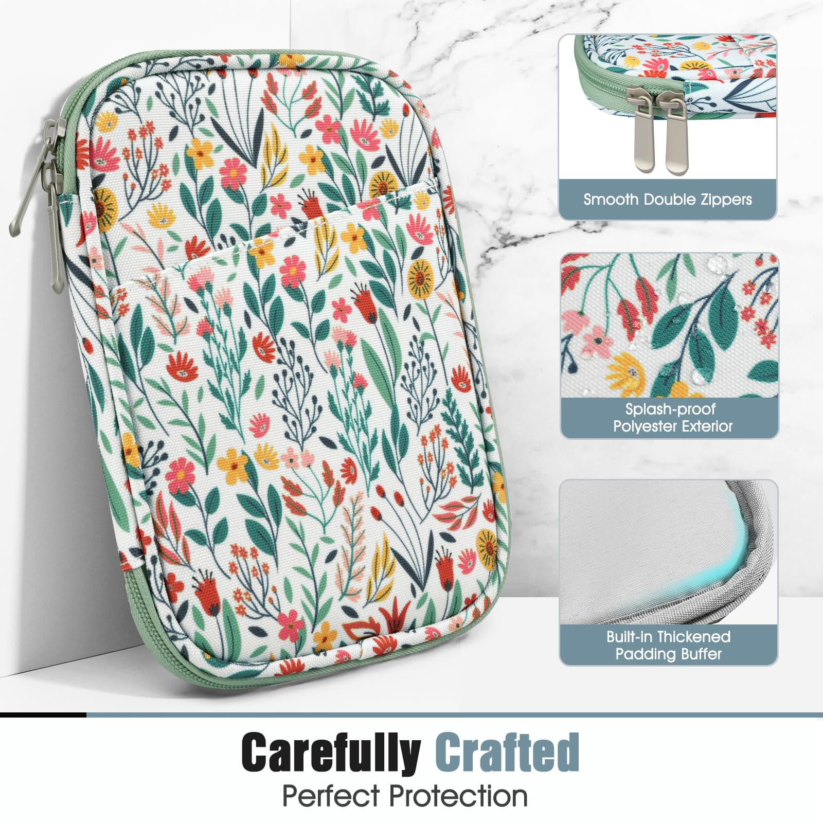 TiMOVO Custodia per Tablet Kindle Paperwhite/Colorsoft Signature Edition 6-7 Pollici, Protettiva con Tasca Fiori