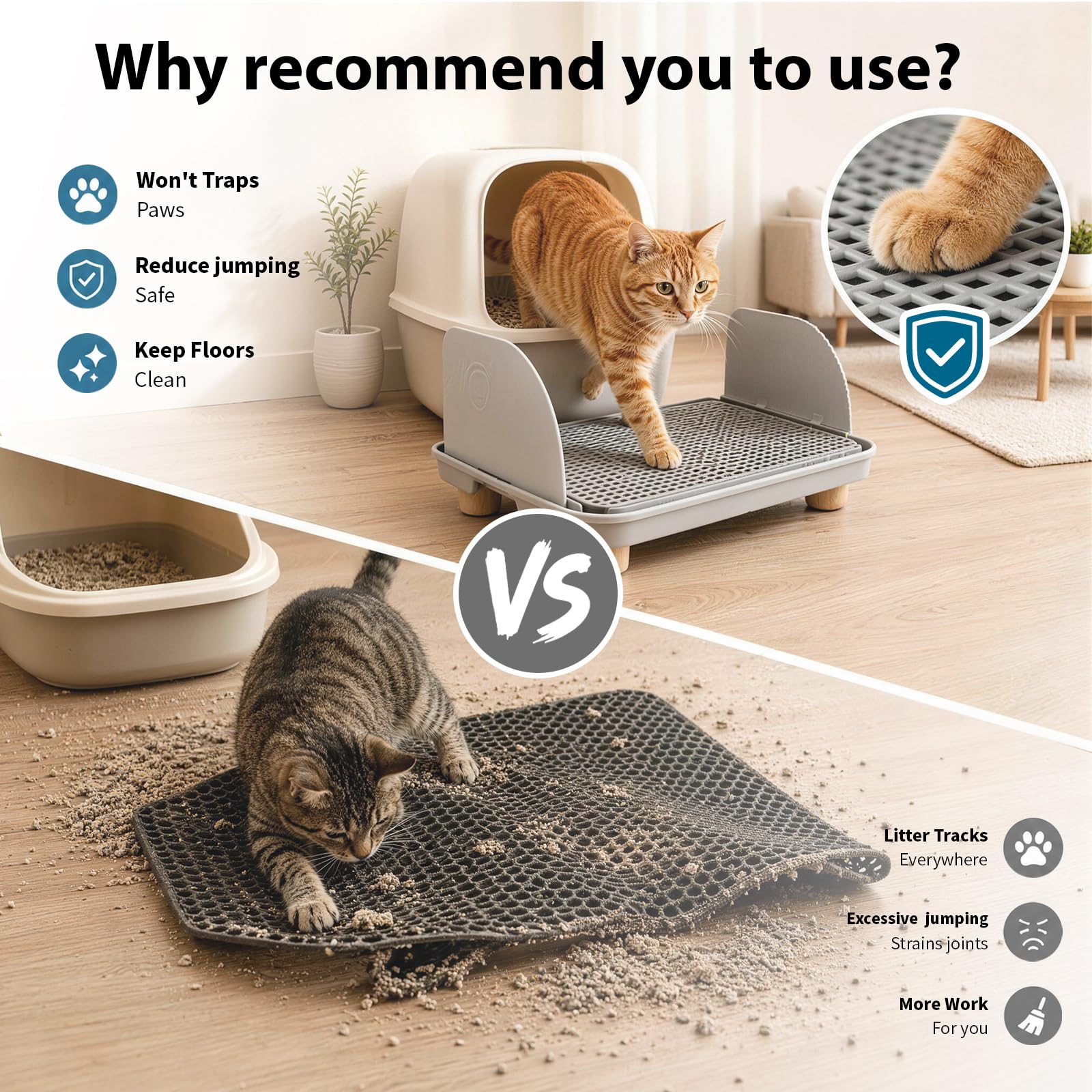 Katzenstreu-Rampe mit Auffangfunktion – Universelle Einstiegshilfe für Kätzchen und ältere Katzen – Leicht zu reinigende Katzentoiletten-Trittstufe – Katzentoiletten-Rampe – Cat Litter Box Step