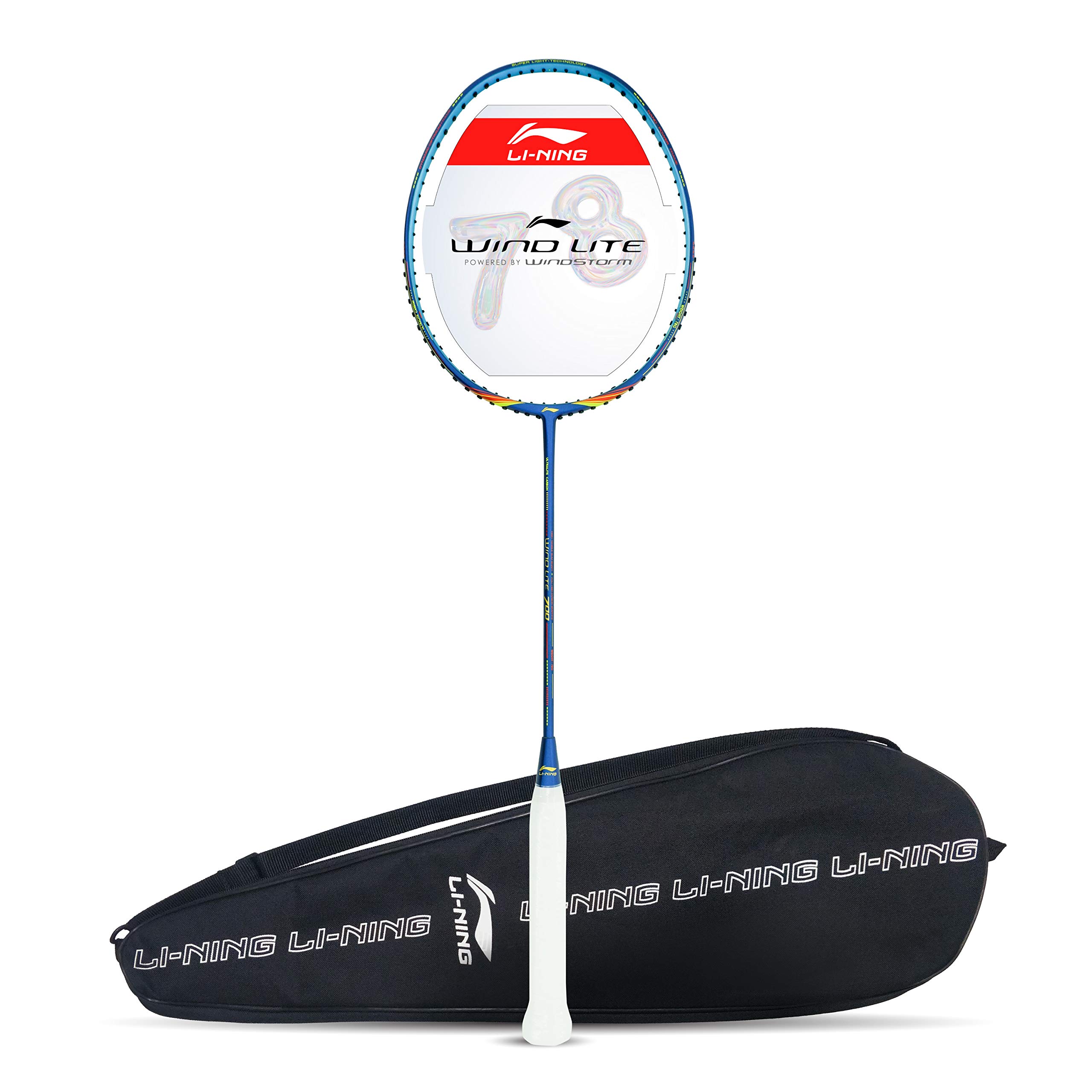 Wind Lite 700 Carbon Fiber Unstrung Badminton Racket With Free Full Cover, Navy/Red, S1
