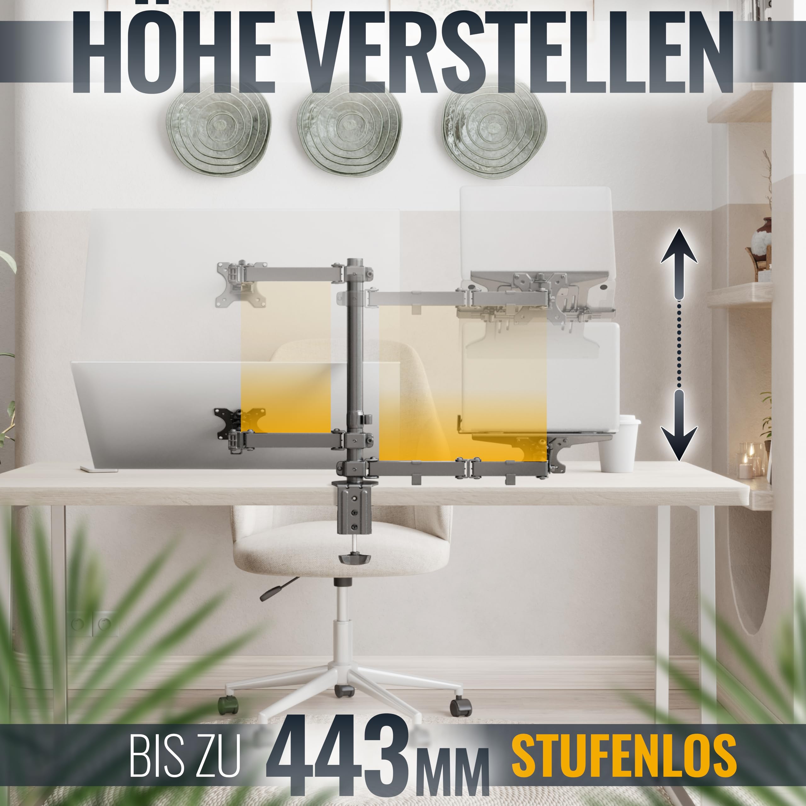 Ricoo Monitor Halterung 1 Monitor TS7111 Monitorhalterung mit -Ablage Monitorhalter für 13–34 Zoll höhenverstellbarer Monitorarm zur Tischmontage VESA 75x75 / VESA 100x100 – Bild 4